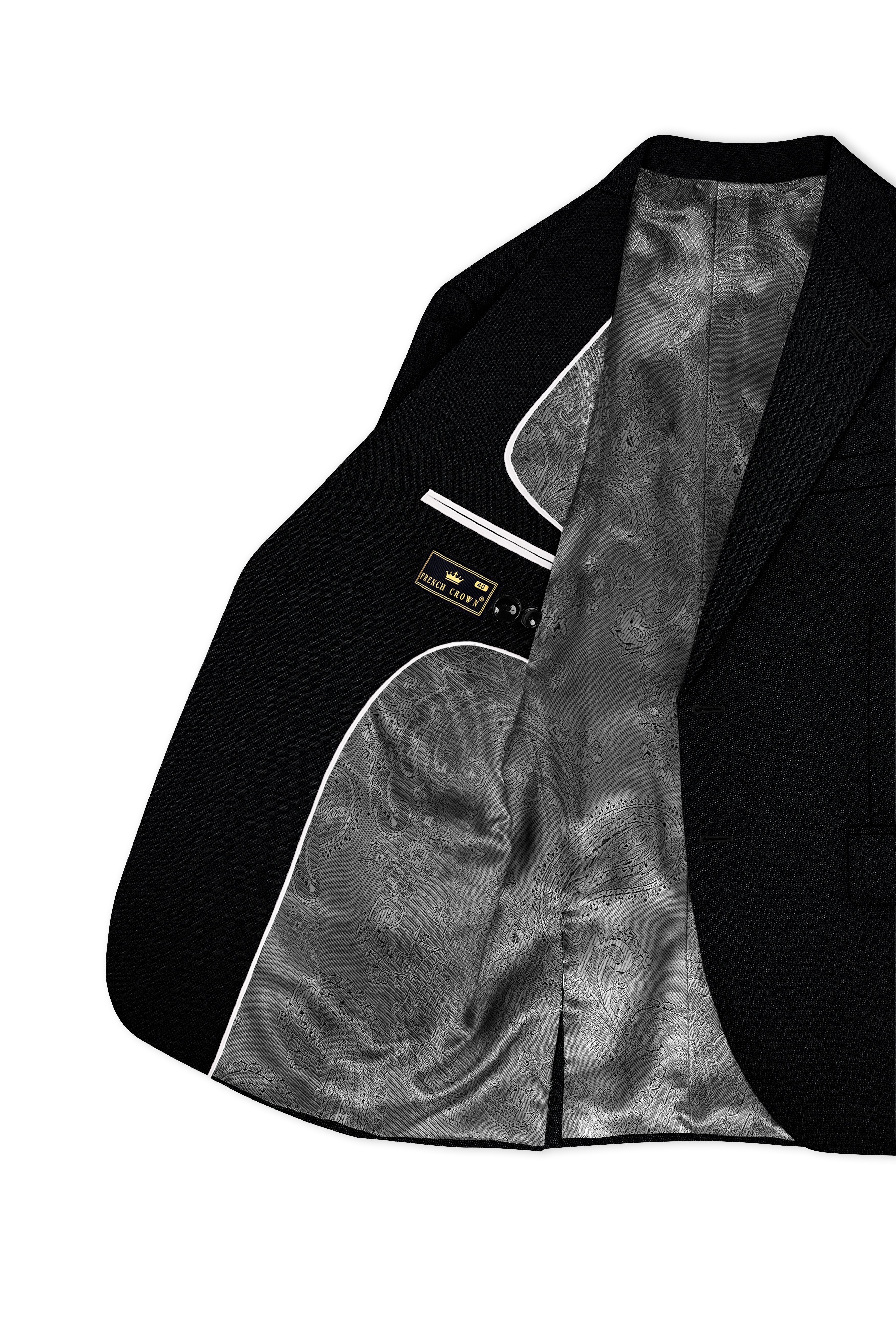 Noctivell-Jade Black Textured Wool Rich Single Breasted Blazer
