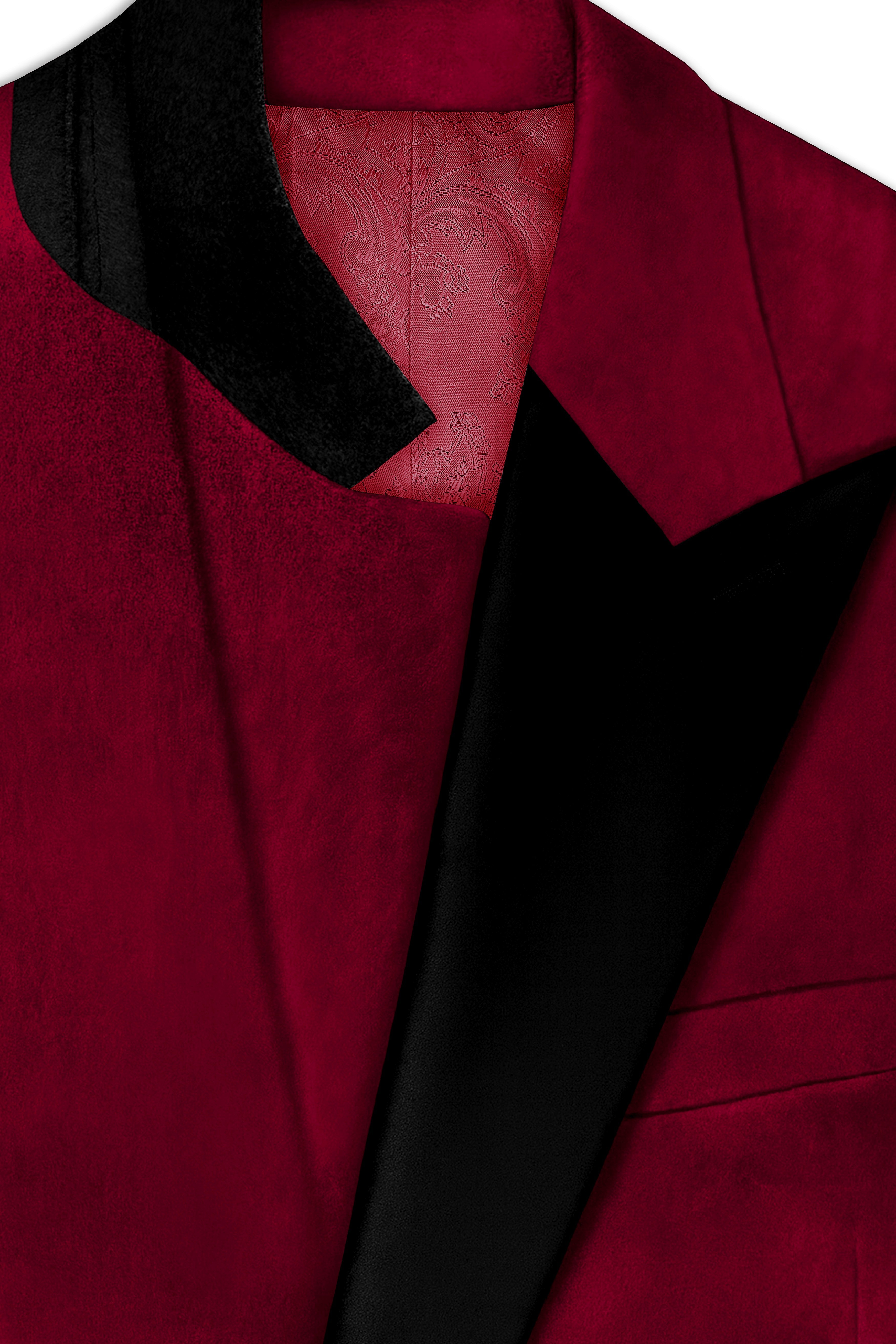 Marcrest-Castro maroon Velvet Peak Lapel Tuxedo Blazer