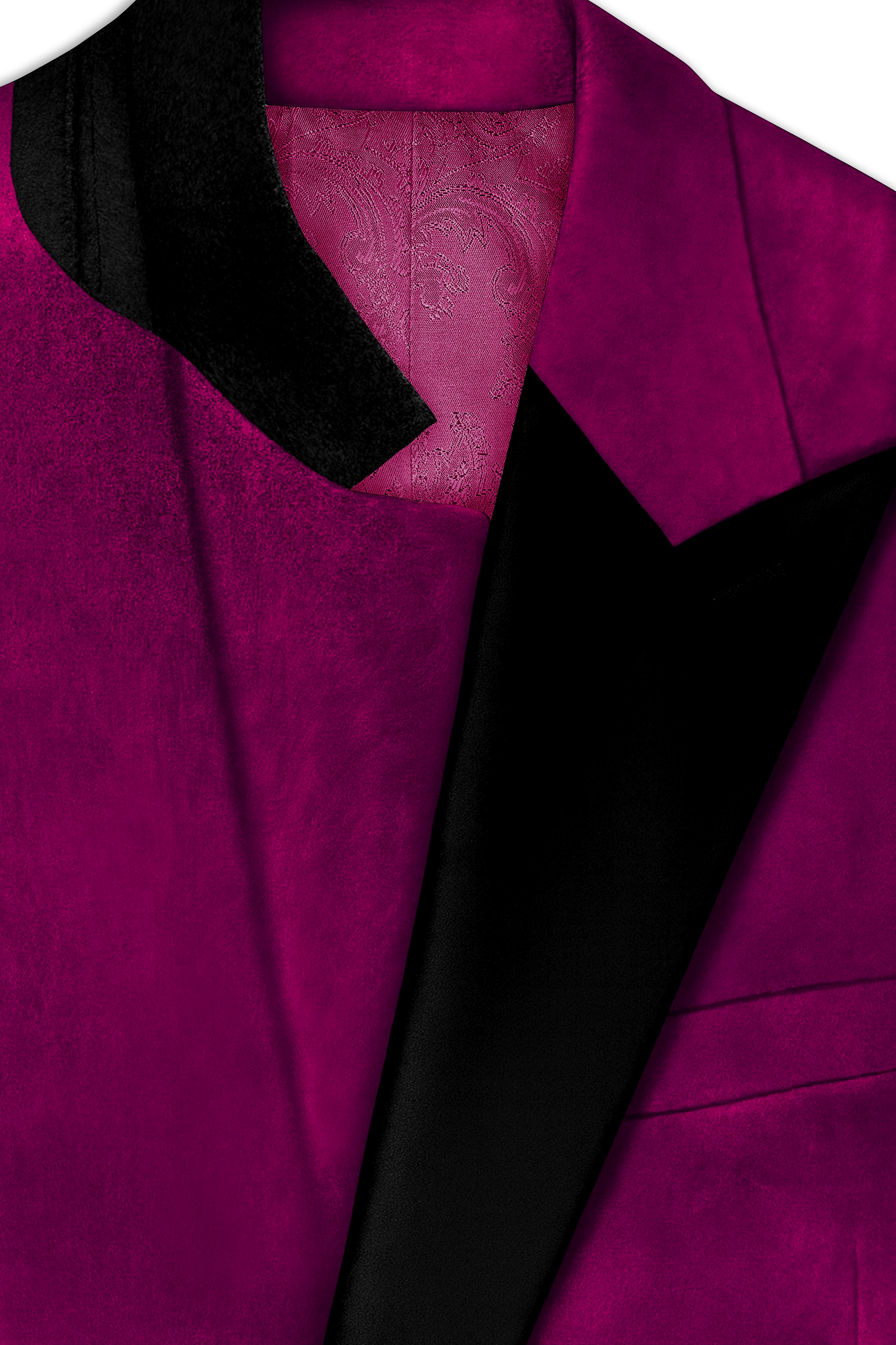 Velcrimora-Mulberry Purple Velvet Peak Lapel Tuxedo Blazer