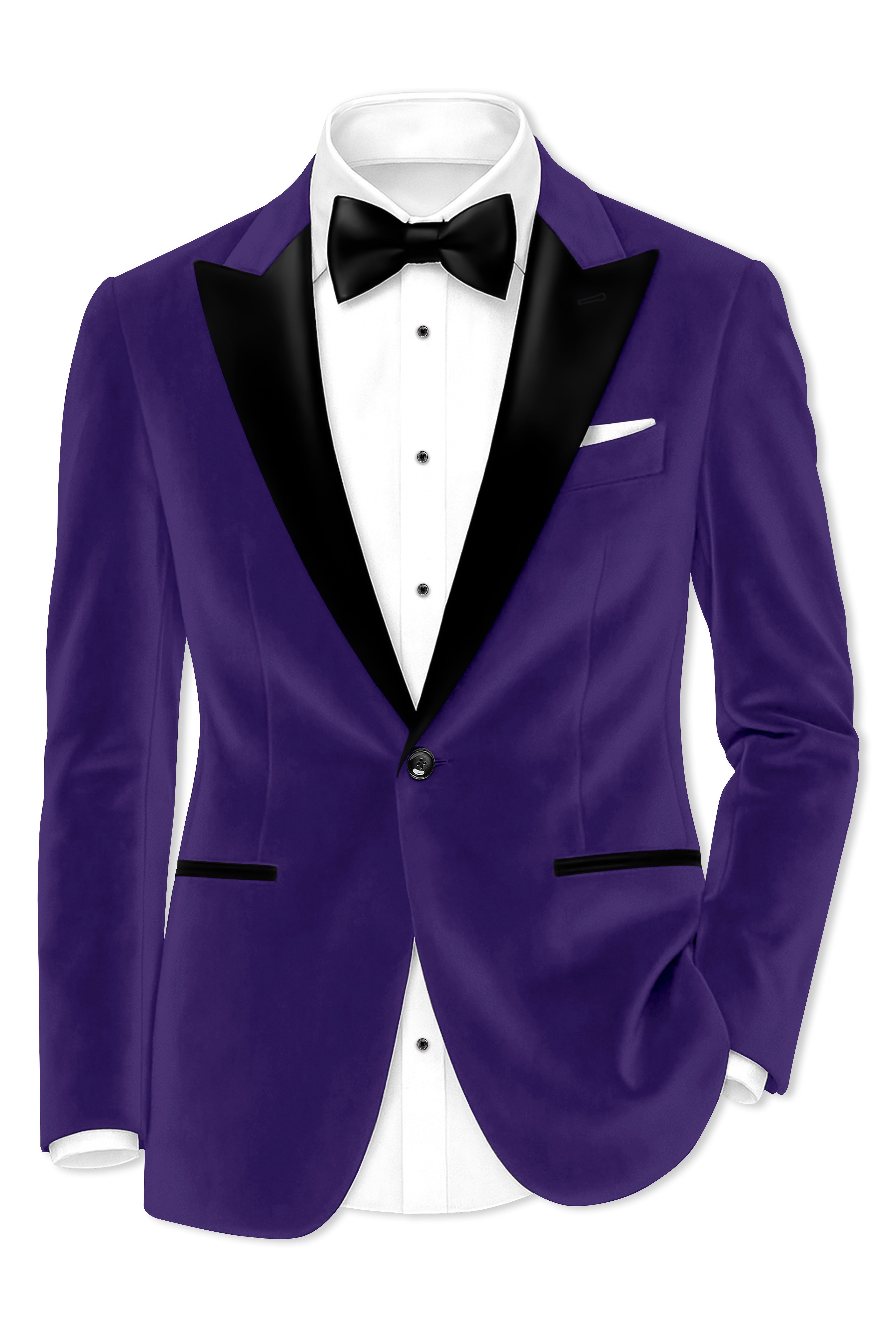 Velaris-Jacarta Purple Velvet Peak Lapel Tuxedo Blazer