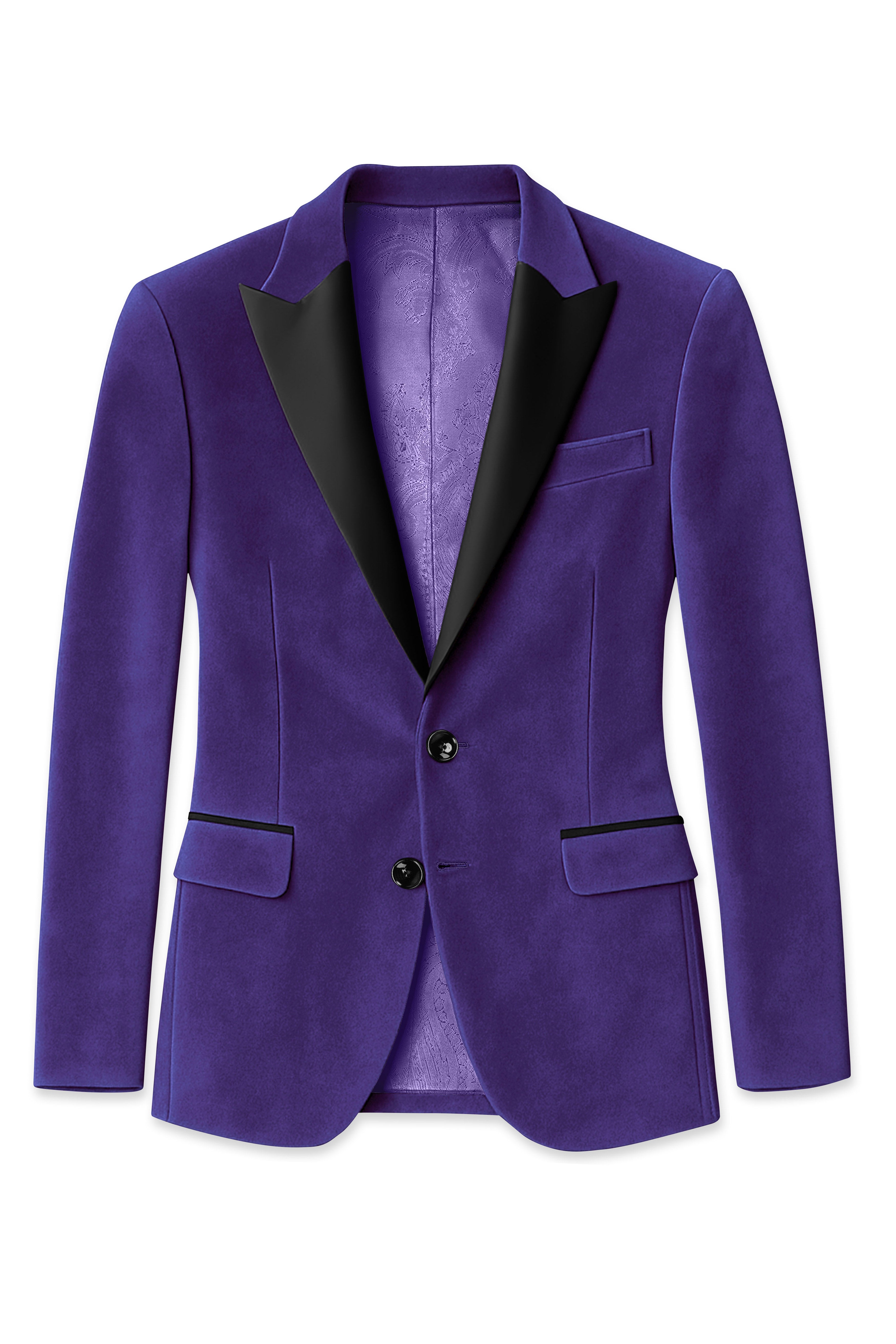 Velaris-Jacarta Purple Velvet Peak Lapel Tuxedo Blazer