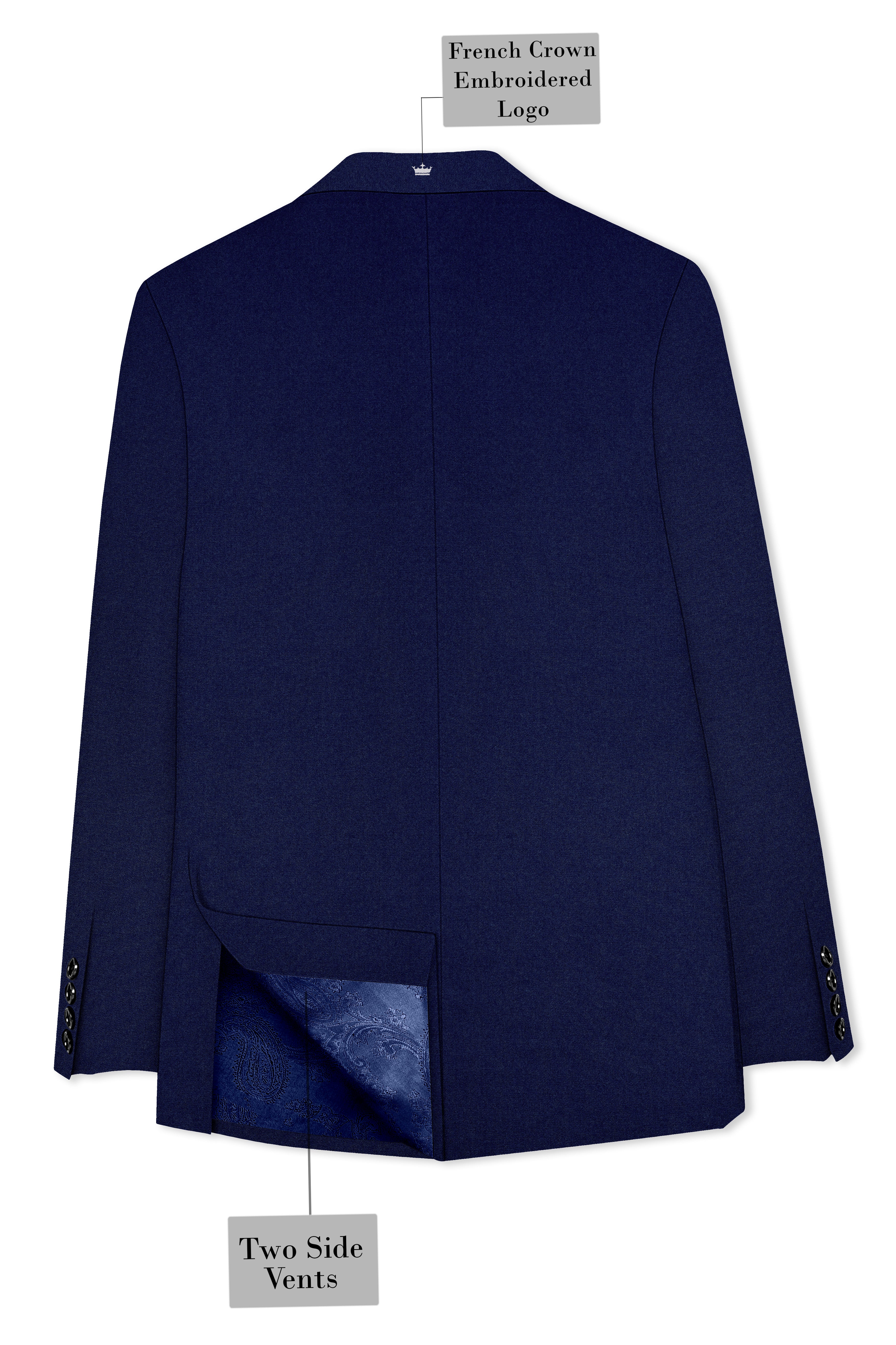 Flyvire-Firefly Blue Wool Rich Double Breasted Stretchable traveler Blazer