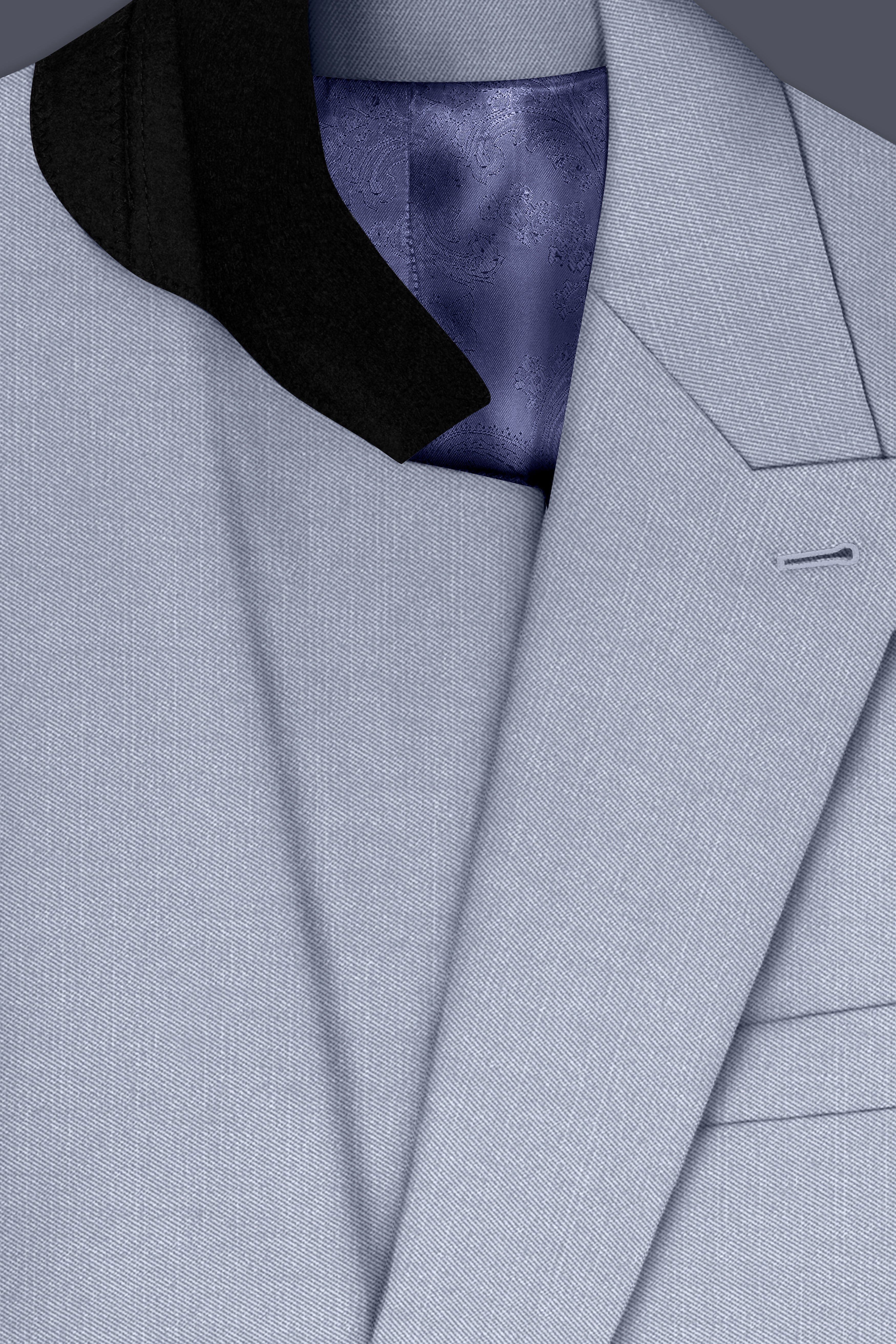 Mistivell-Mountain Mist Gray Wool Rich Double Breasted Stretchable traveler Blazer