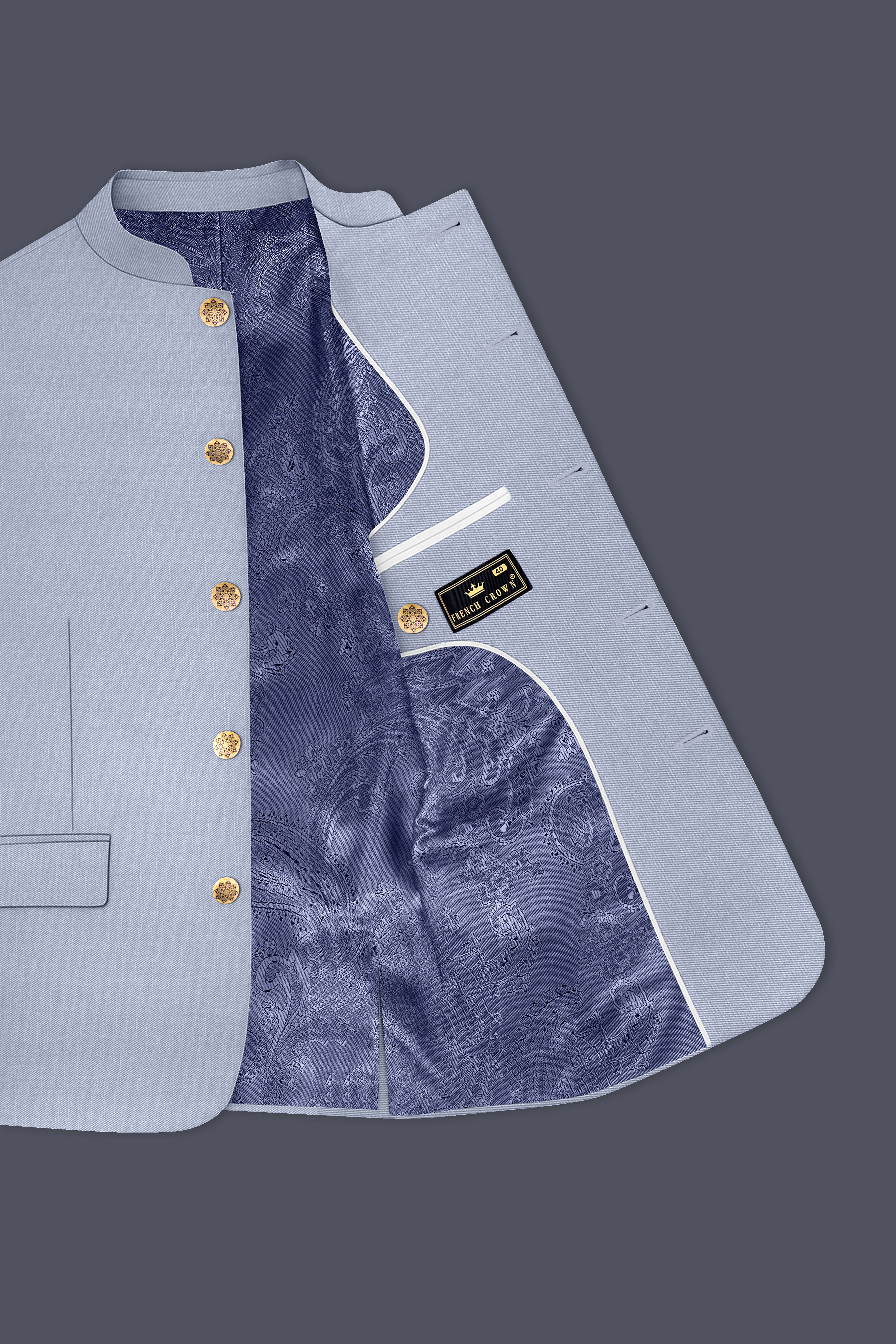 Mistivell-Mountain Mist Gray Wool Rich Bandhgala Stretchable traveler Blazer