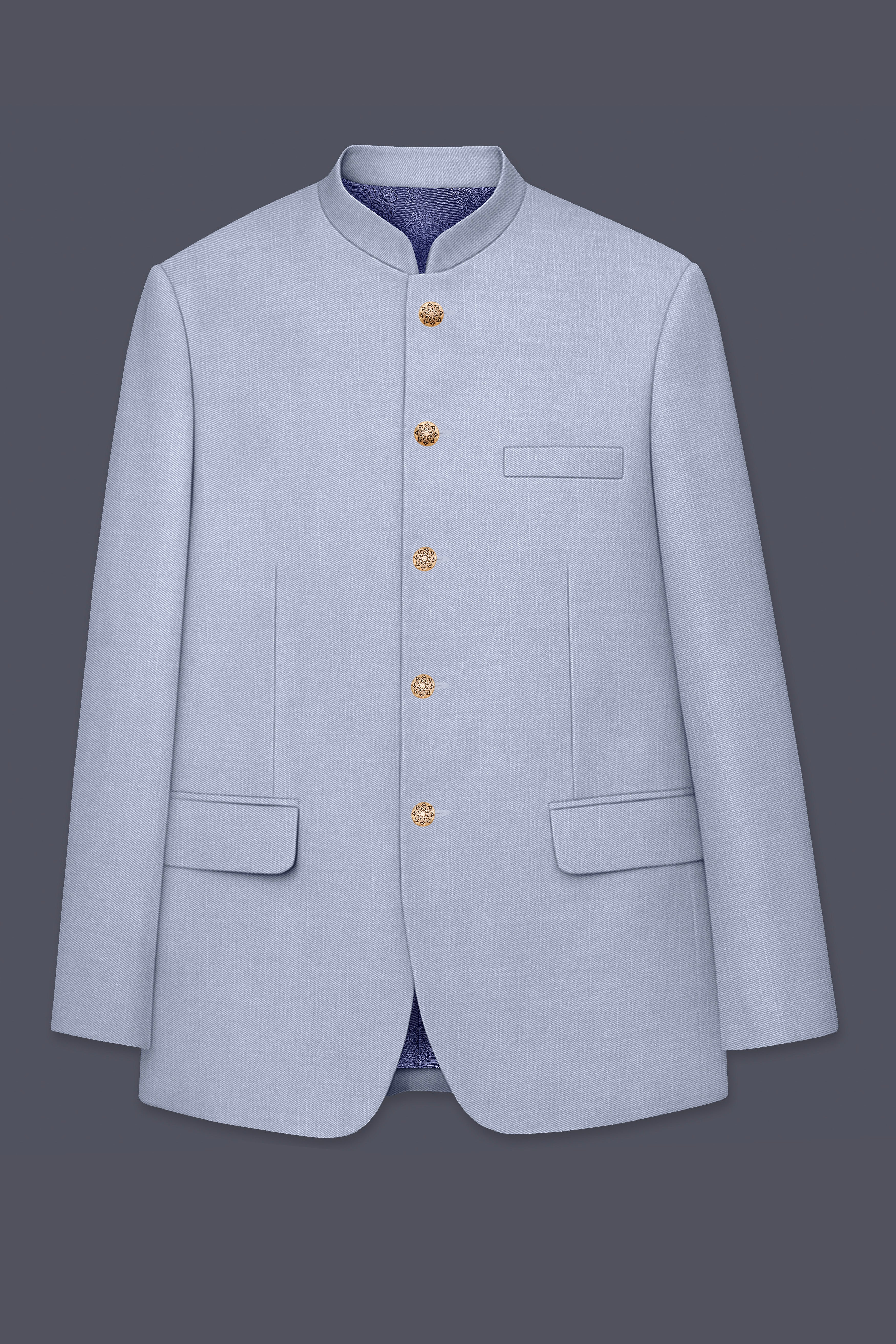 Mistivell-Mountain Mist Gray Wool Rich Bandhgala Stretchable traveler Blazer