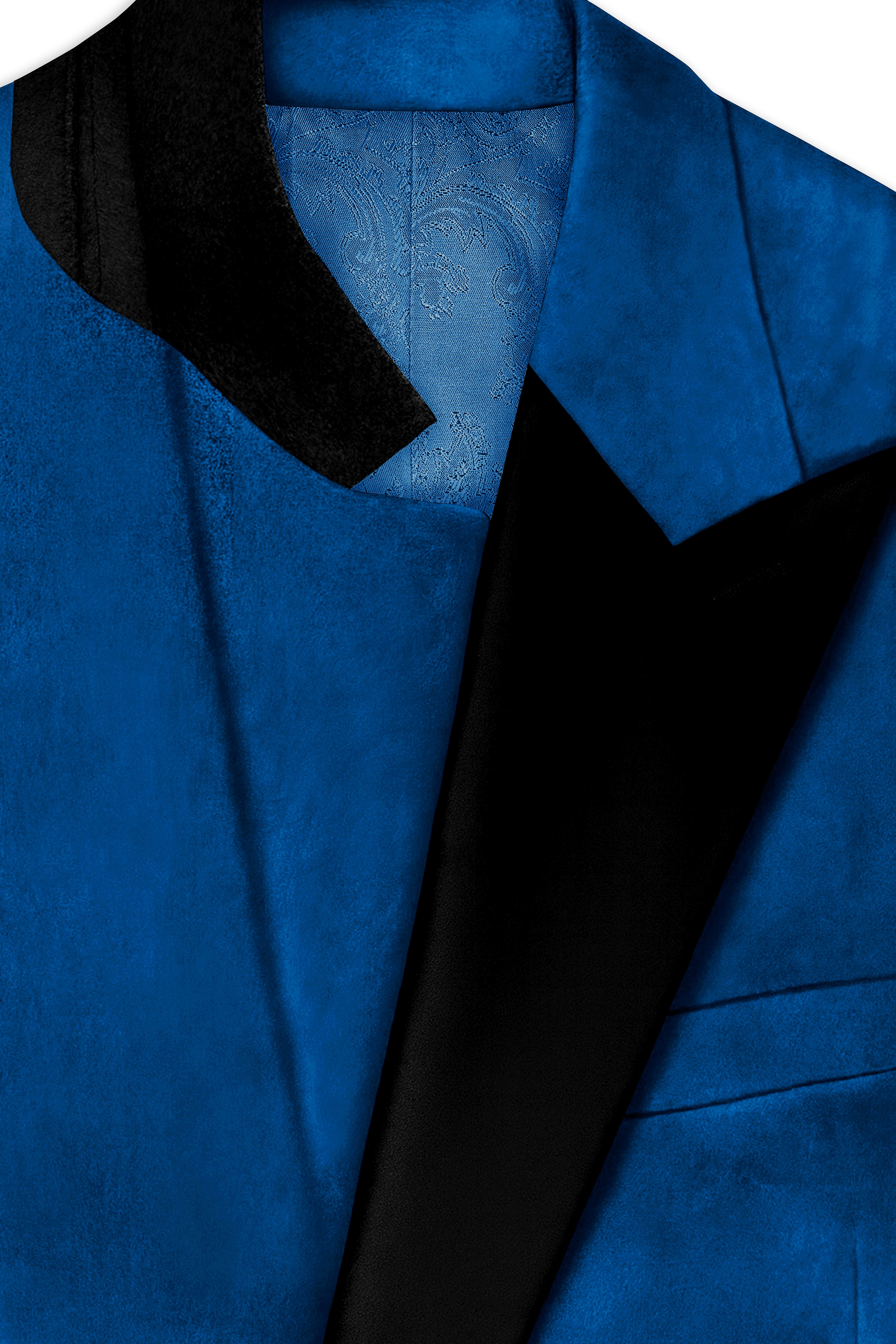 Velcrest-Prussian Blue Velvet Peak Lapel Tuxedo Blazer