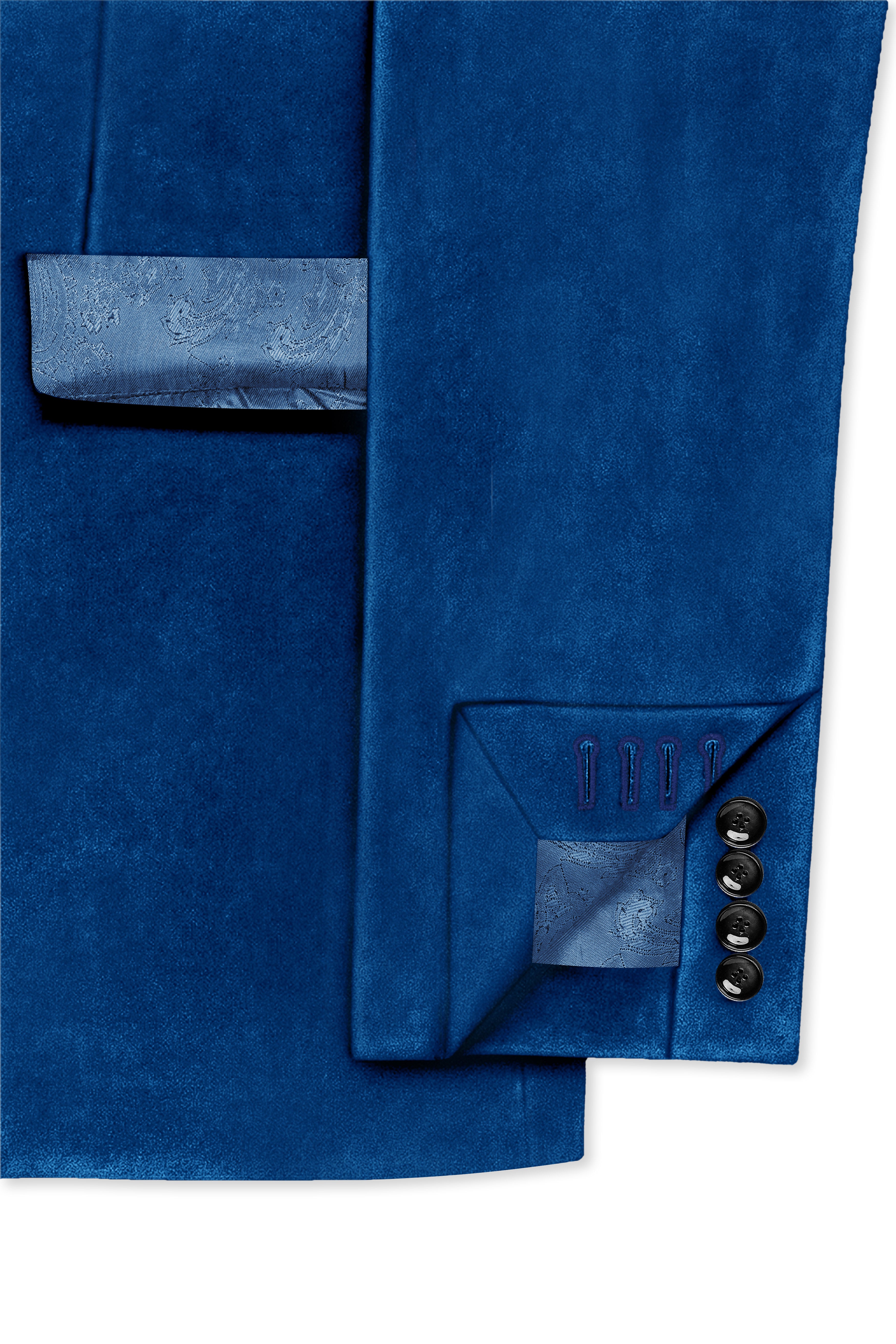 Velcrest-Prussian Blue Velvet Peak Lapel Tuxedo Blazer