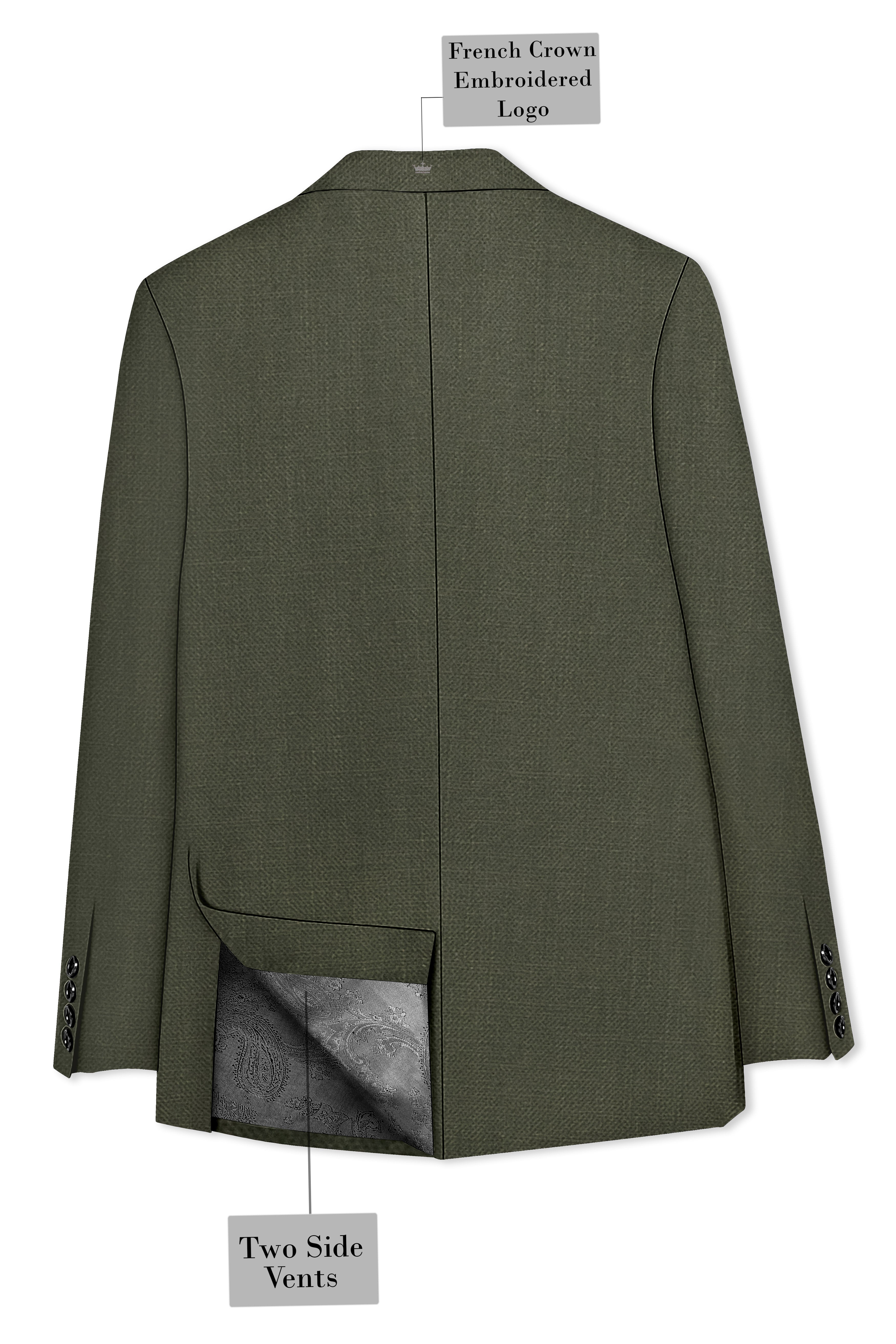 Virenzo-Rifle Green Luxurious Linen Single Breasted Stretchable traveler Blazer