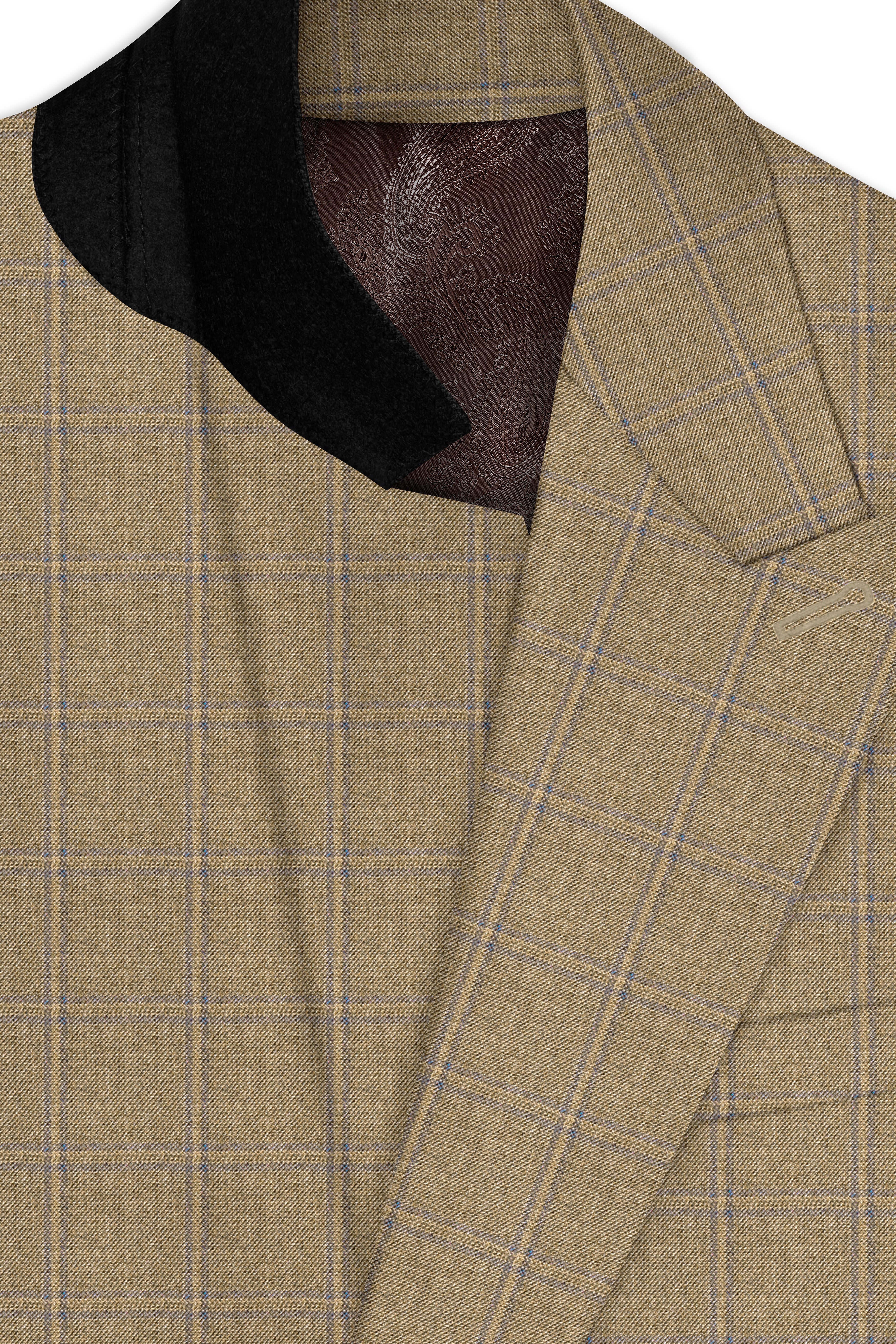Terravo-Roman Brown Windowpane Wool Rich Single Breasted Blazer