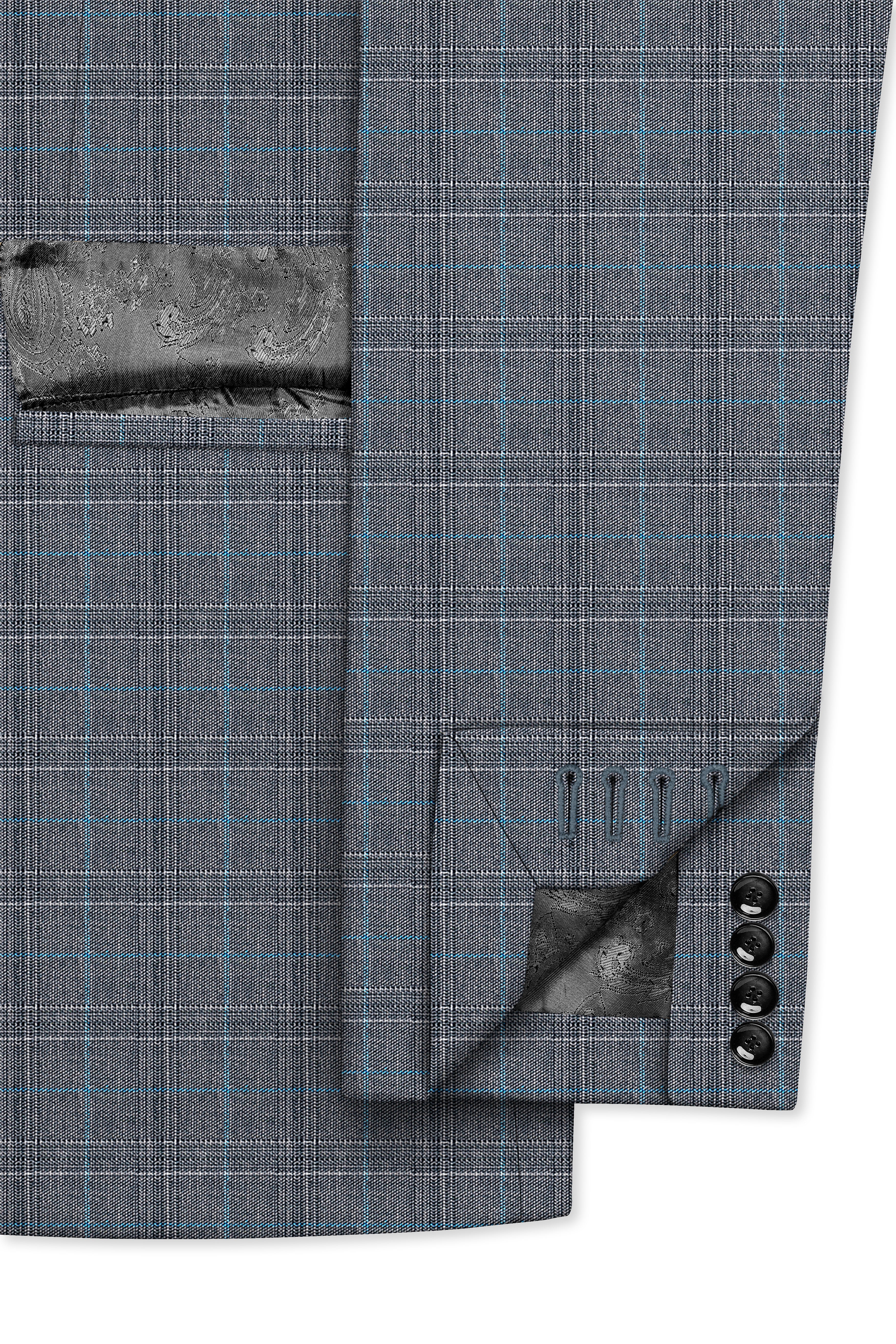 Plaivoro-Scarpa Gray Plaid Cotton Double Breasted Blazer