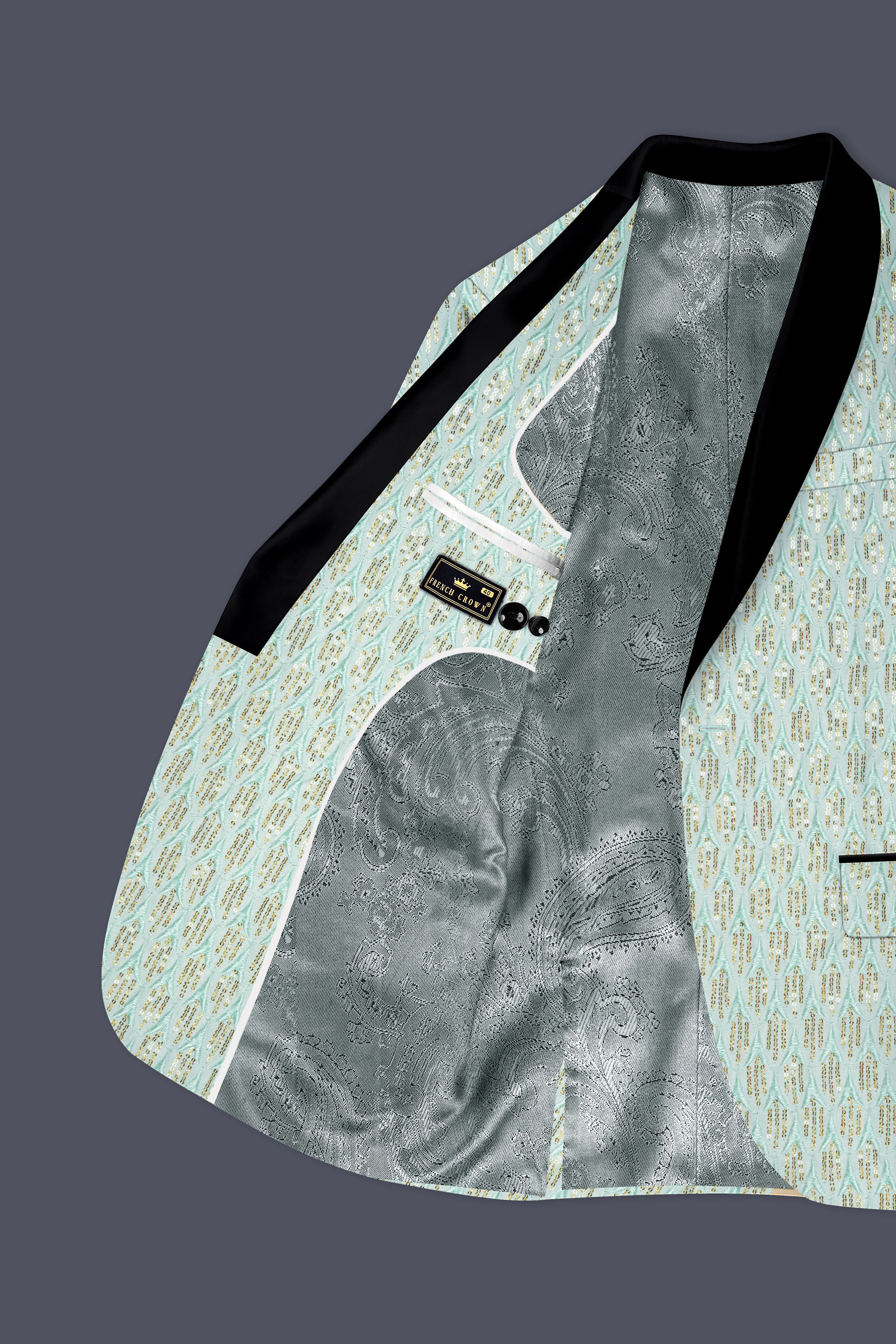 Tikkara-Edgewater Green Viscose Embroidered with Tikki Work Designer Blazer
