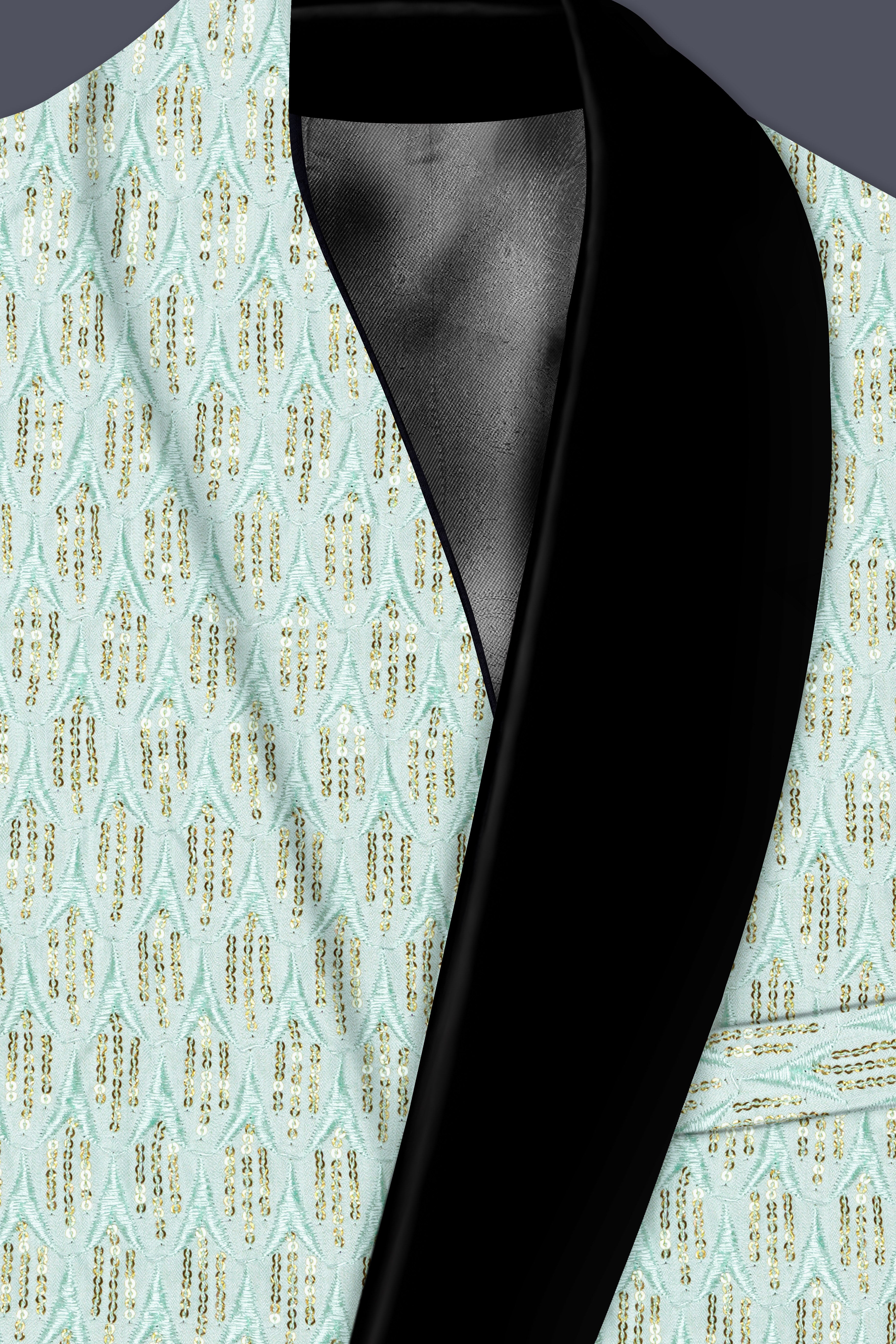 Tikkara-Edgewater Green Viscose Embroidered with Tikki Work Designer Blazer