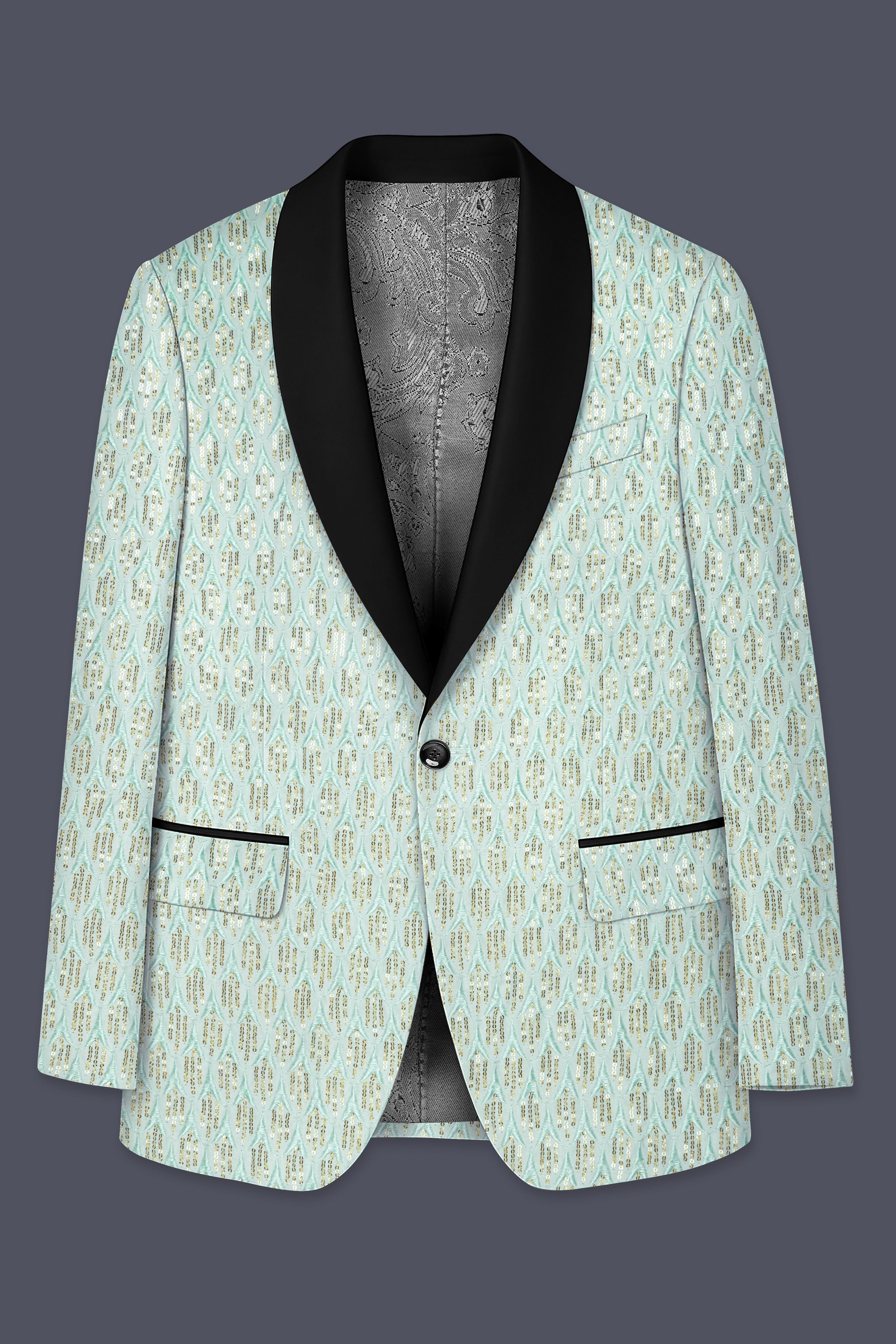 Tikkara-Edgewater Green Viscose Embroidered with Tikki Work Designer Blazer
