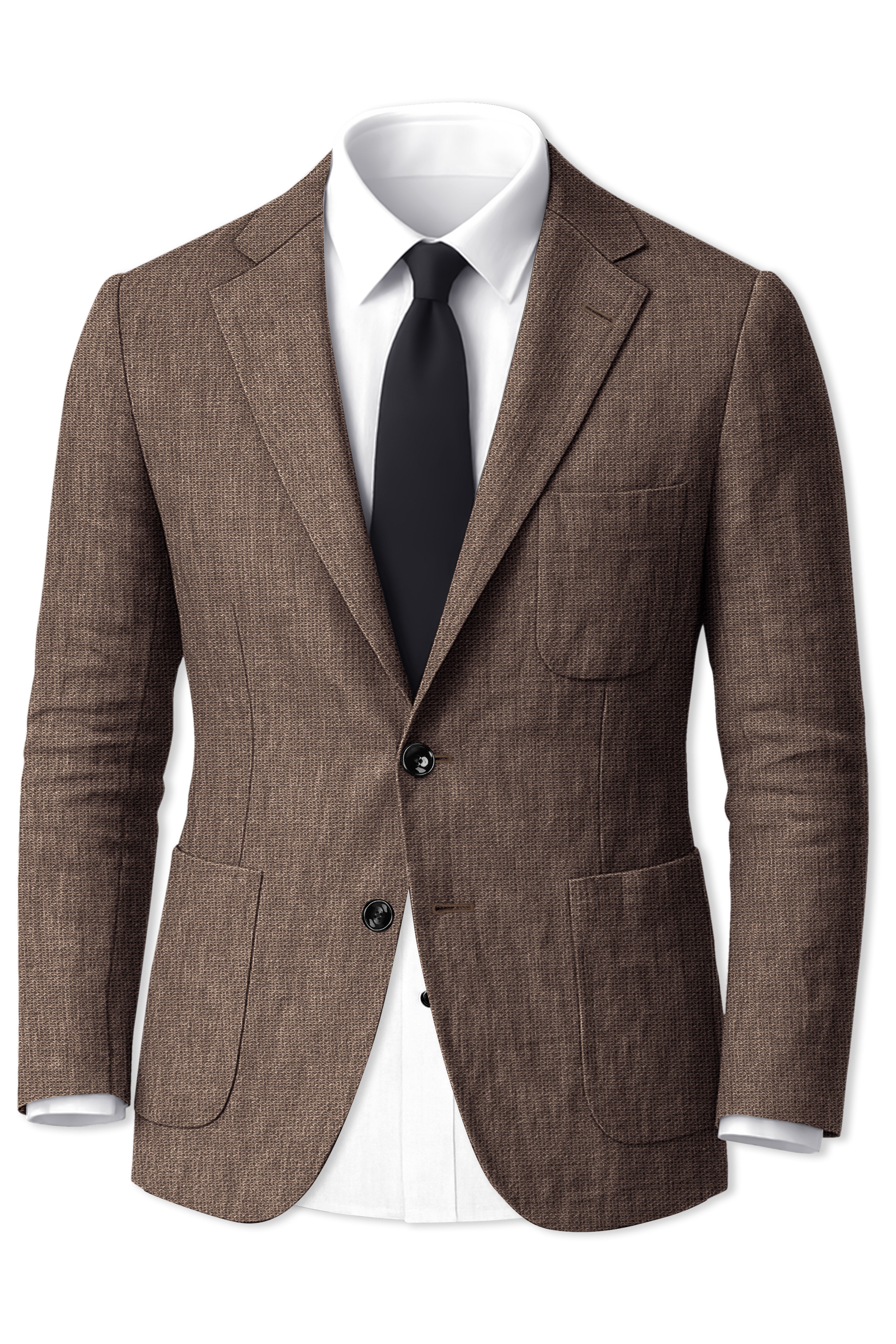 Velbrun-Kabul Brown Luxurious Linen Single Breasted Sports Blazer