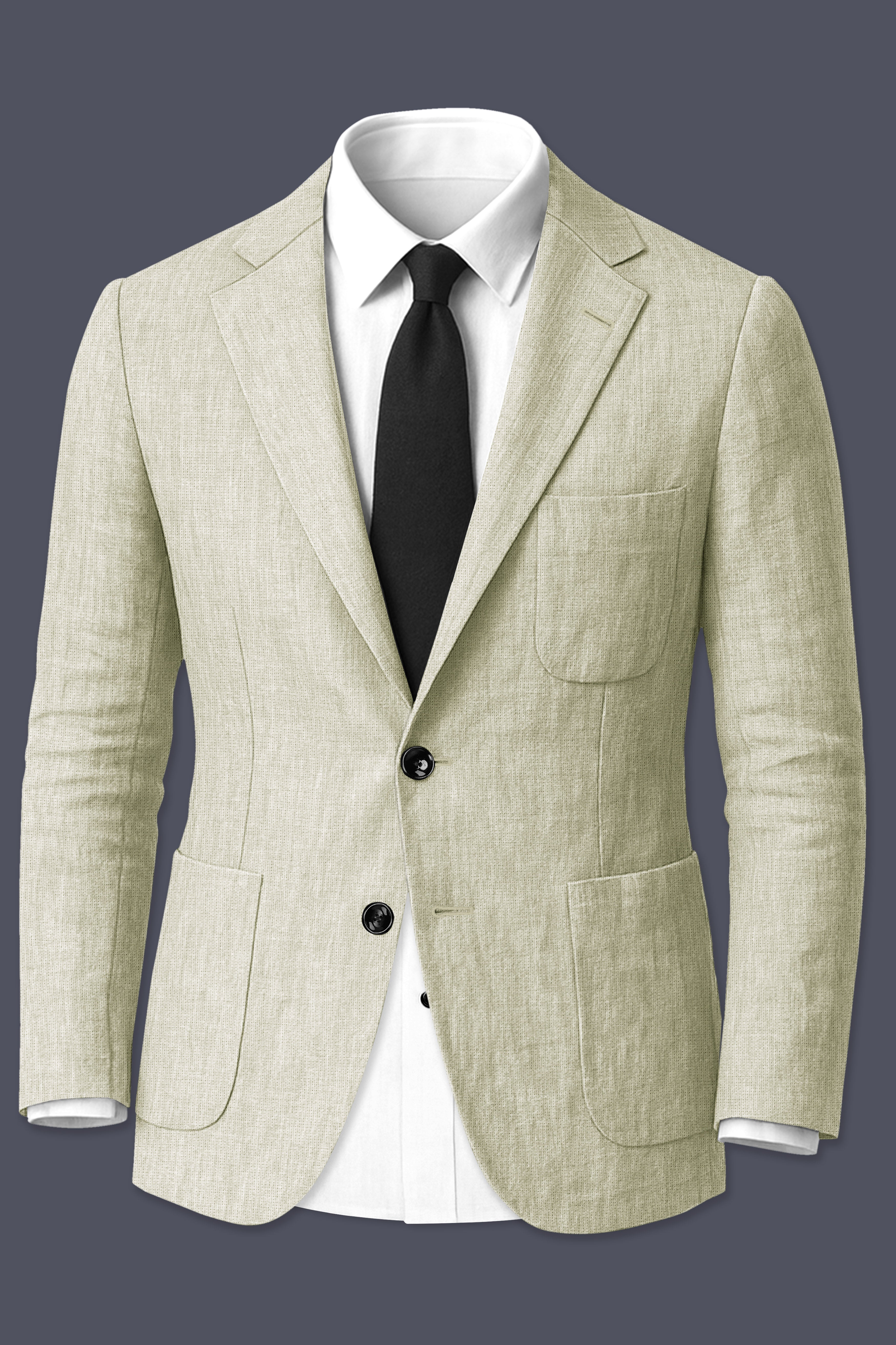 Virenza-Thistle Green Luxurious Linen Single Breasted Sports Blazer