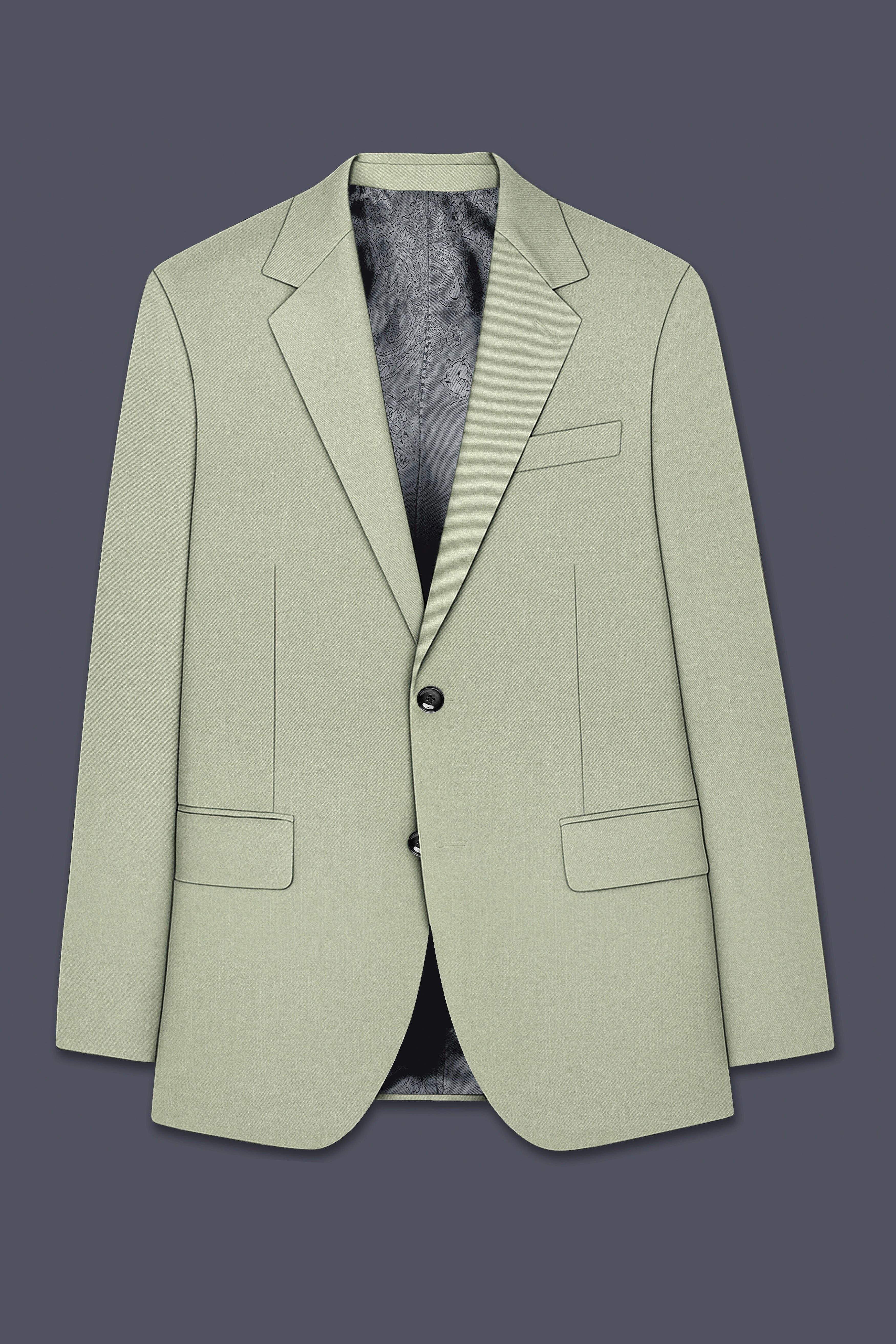 Virenza-Spring Green Wool Rich Single Breasted Slight Stretch Blazer