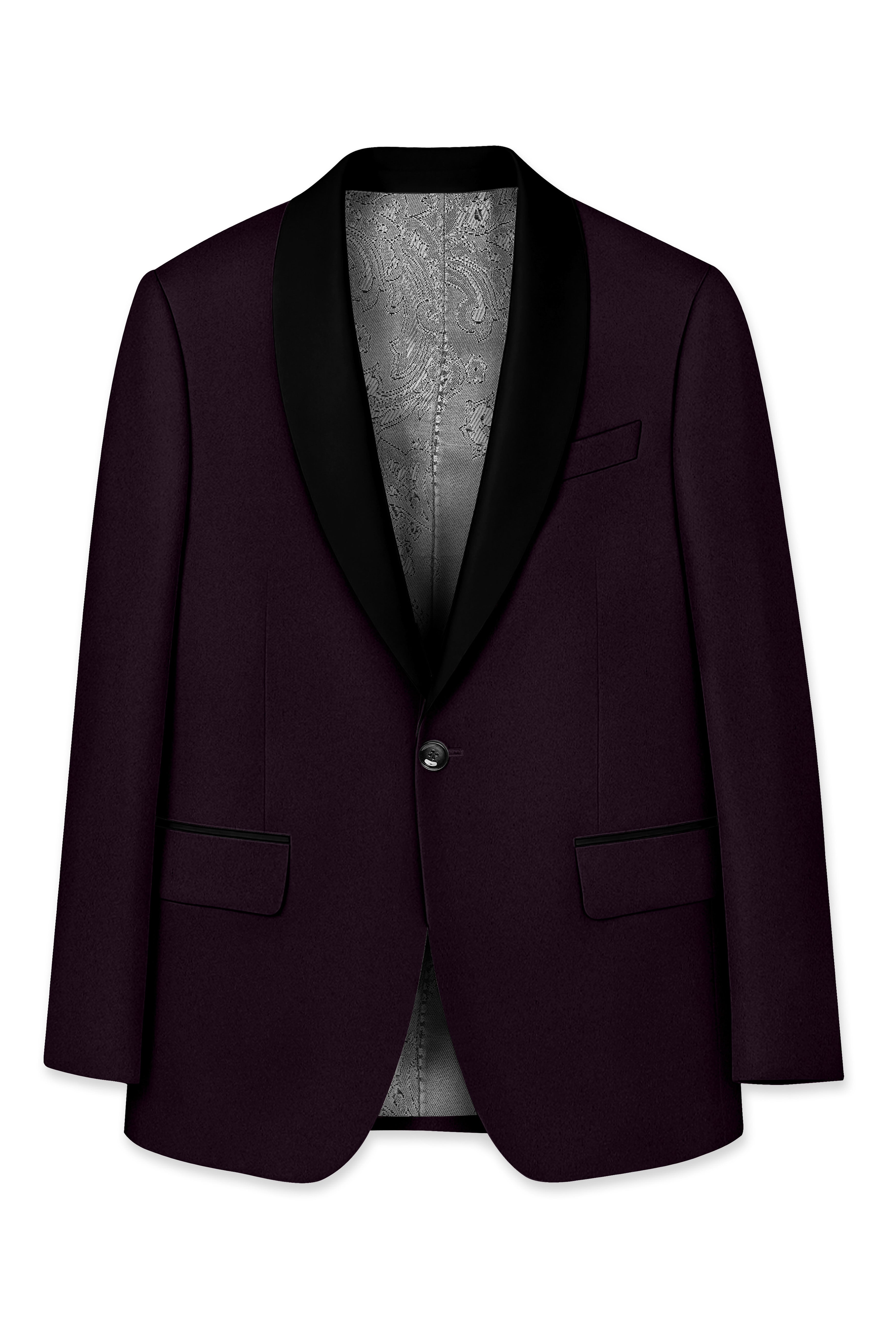 Marenzo-Korean Seal Maroon 4-Way Stretch Wrinkle-Free Wool Rich Tuxedo Blazer