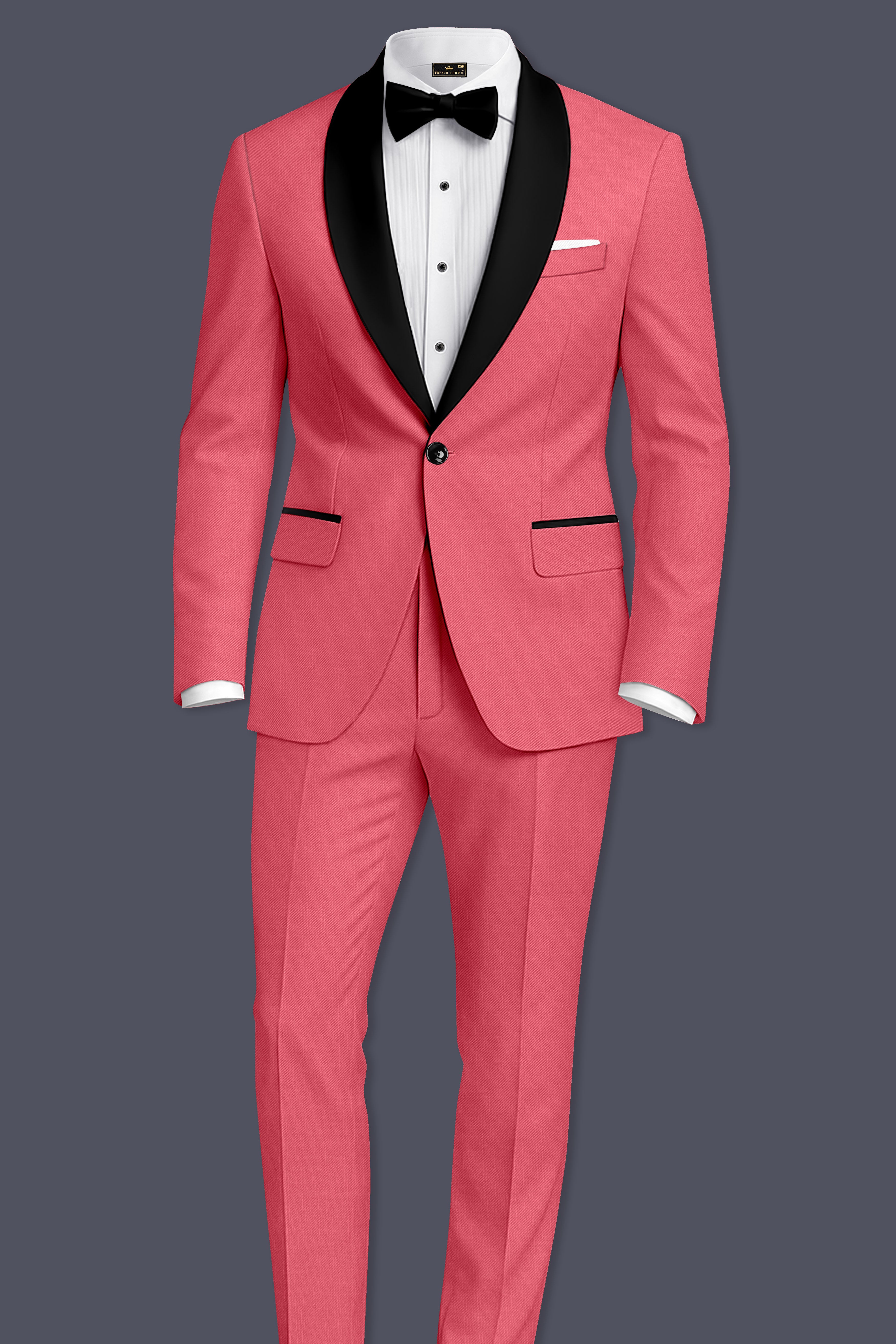 Aurerosa-Roman Pink Wool Rich Tuxedo Slight Stretch Blazer