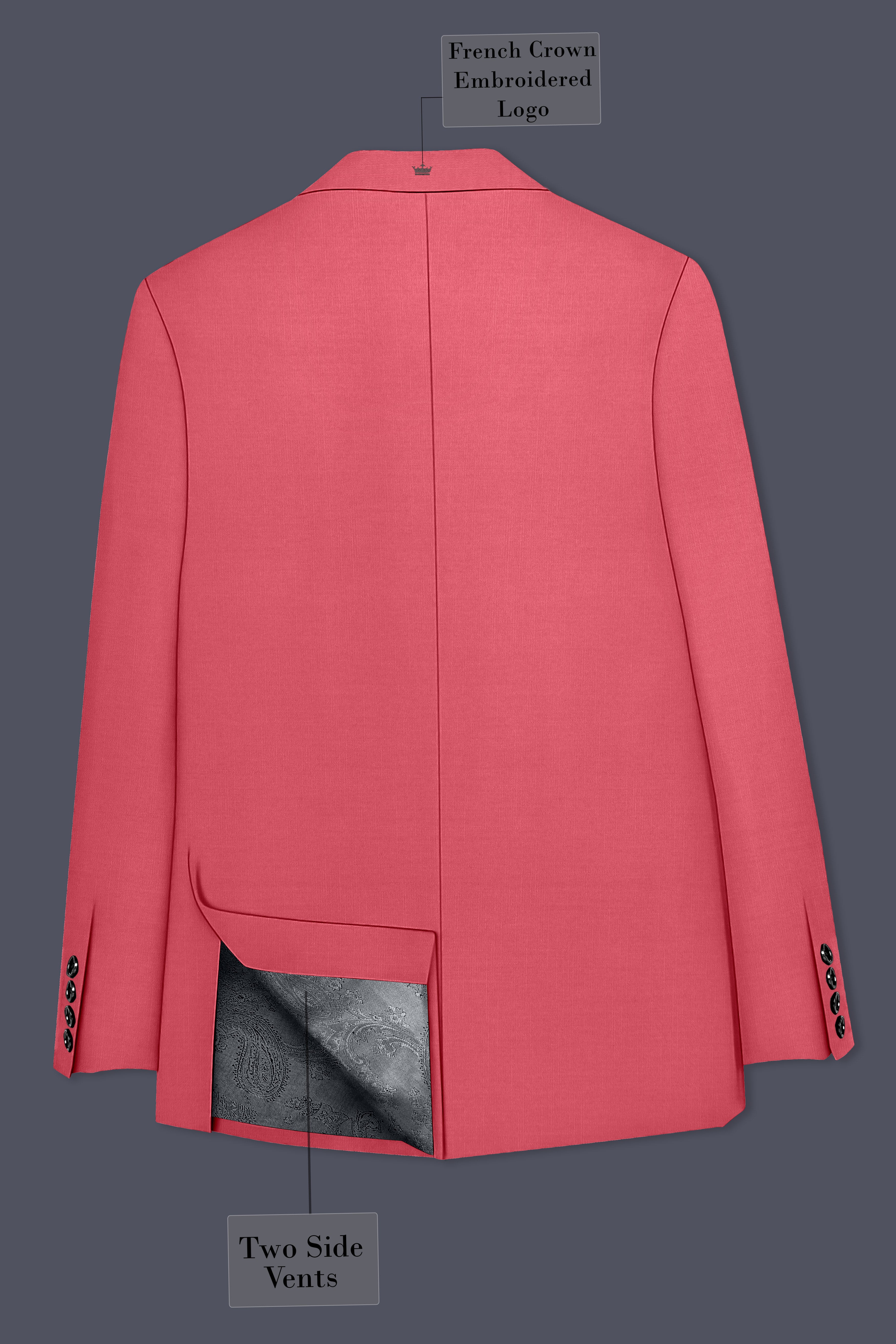 Aurerosa-Roman Pink Wool Rich Double Breasted Slight Stretch Blazer