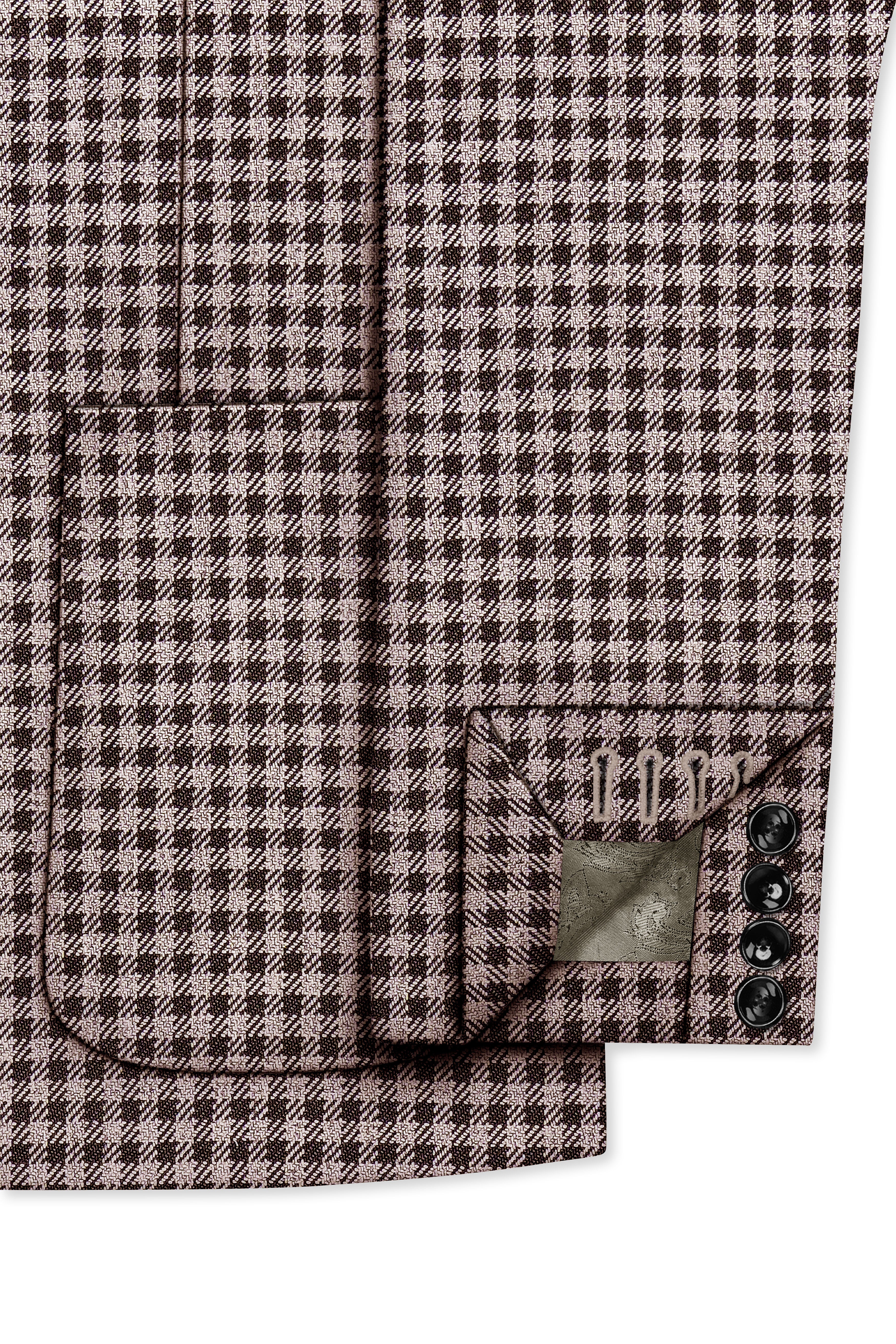 Imperium-Emperor Brown And Swiss Cream Gingham Plaid Tweed Single Breasted Sports Blazer