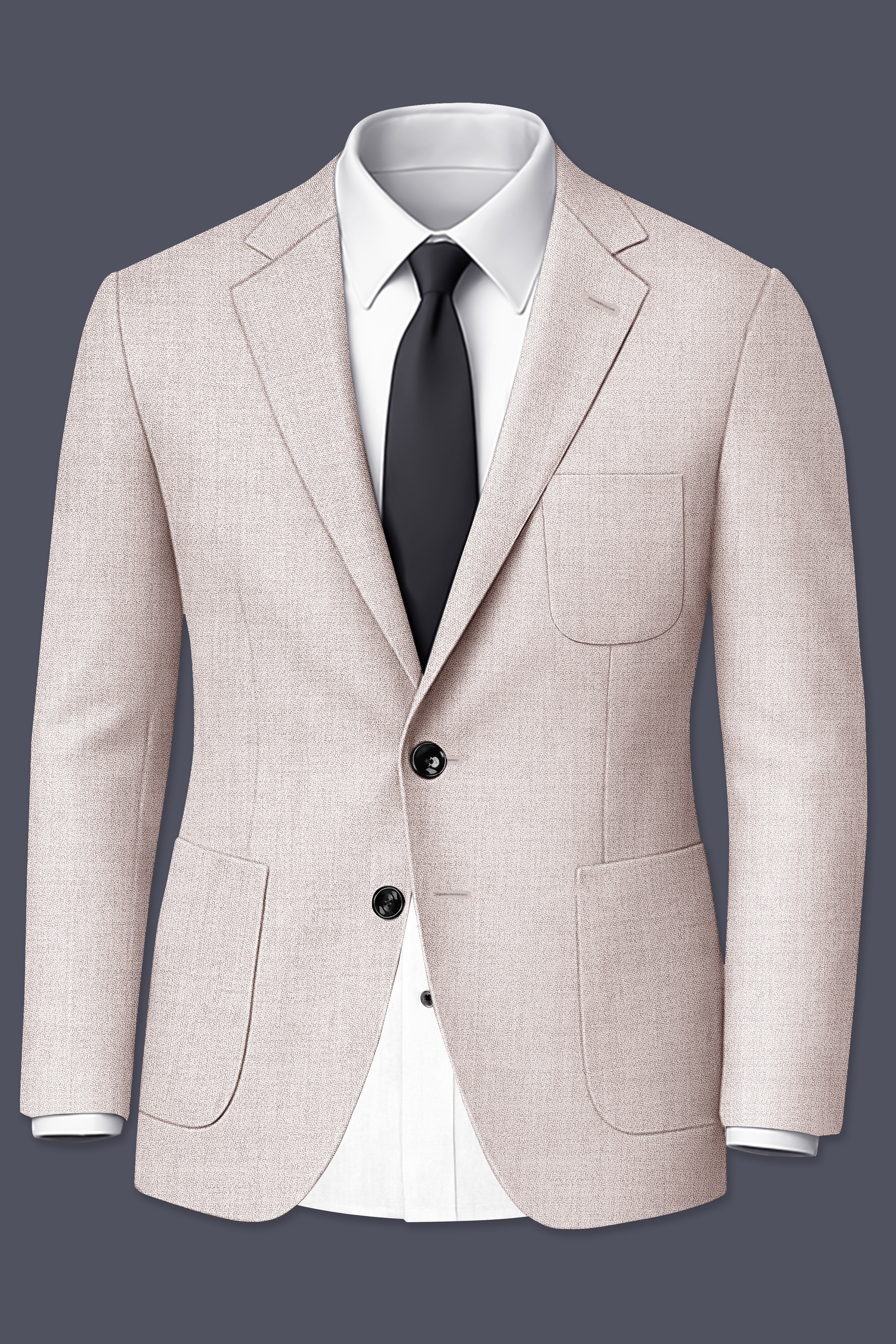 Ivorytail-Timberwolf Cream Textured Tweed Single Breasted Sports Blazer
