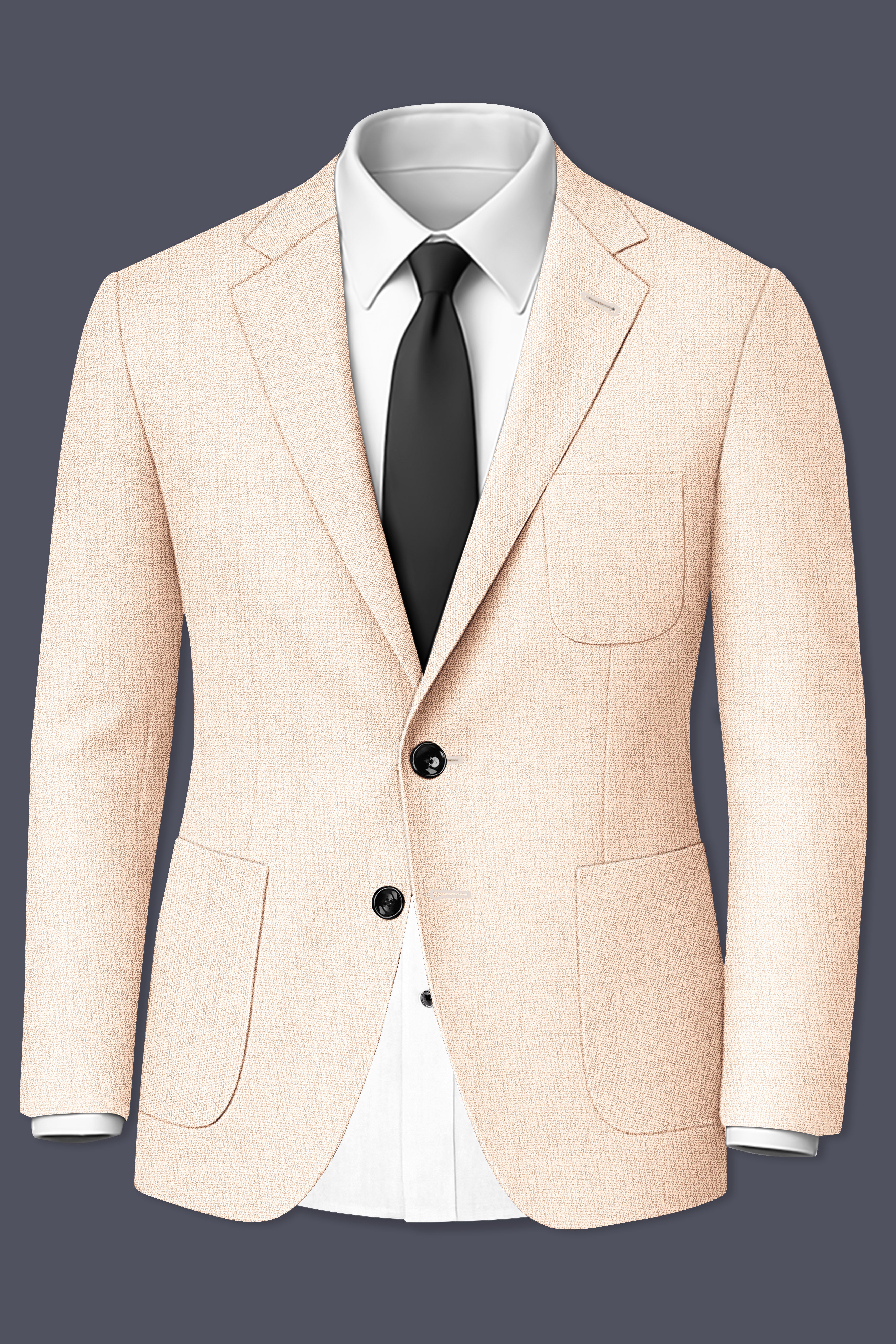 Velour-Derby Cream Textured Tweed Single Breasted Sports Blazer