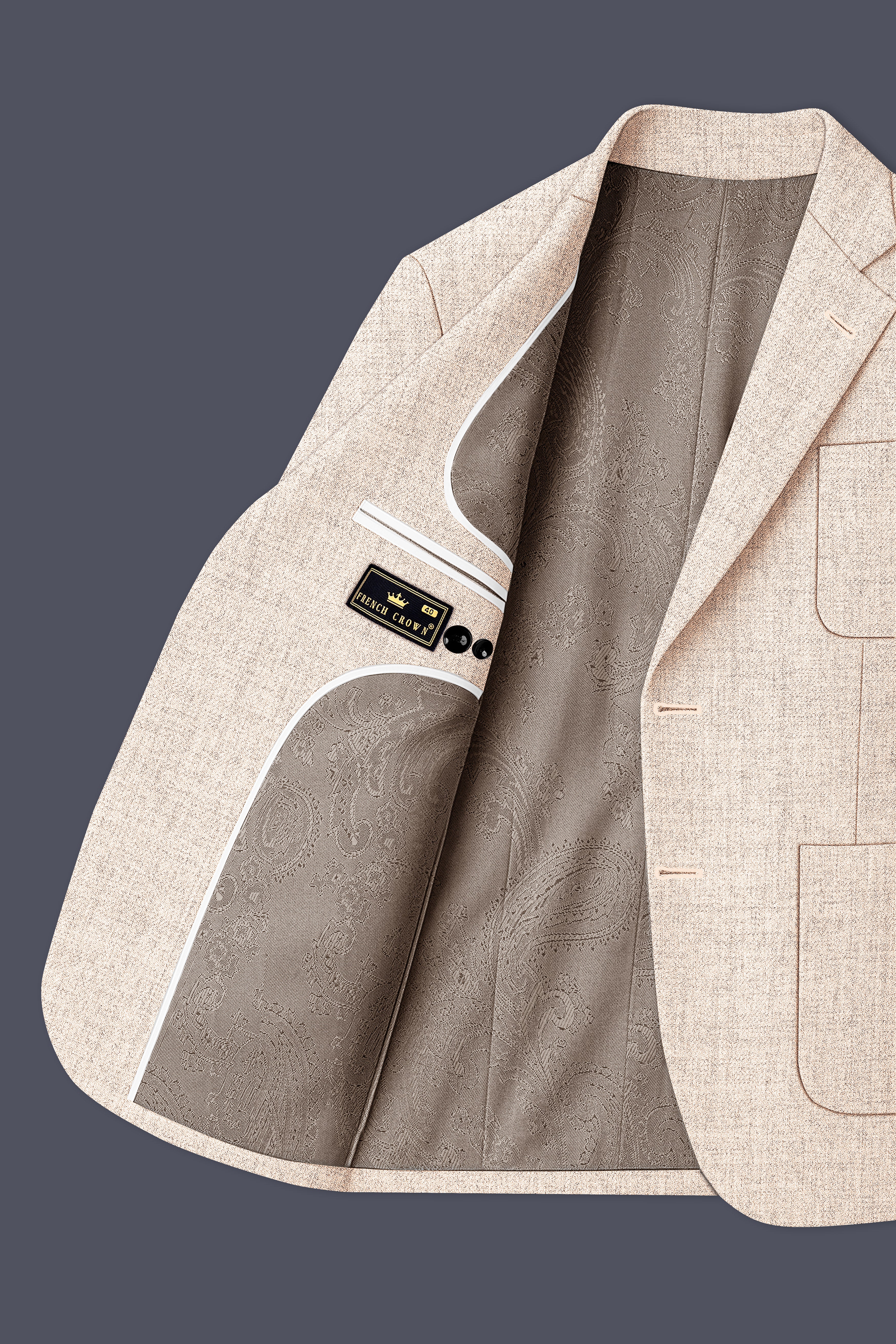 Velour-Derby Cream Textured Tweed Single Breasted Sports Blazer