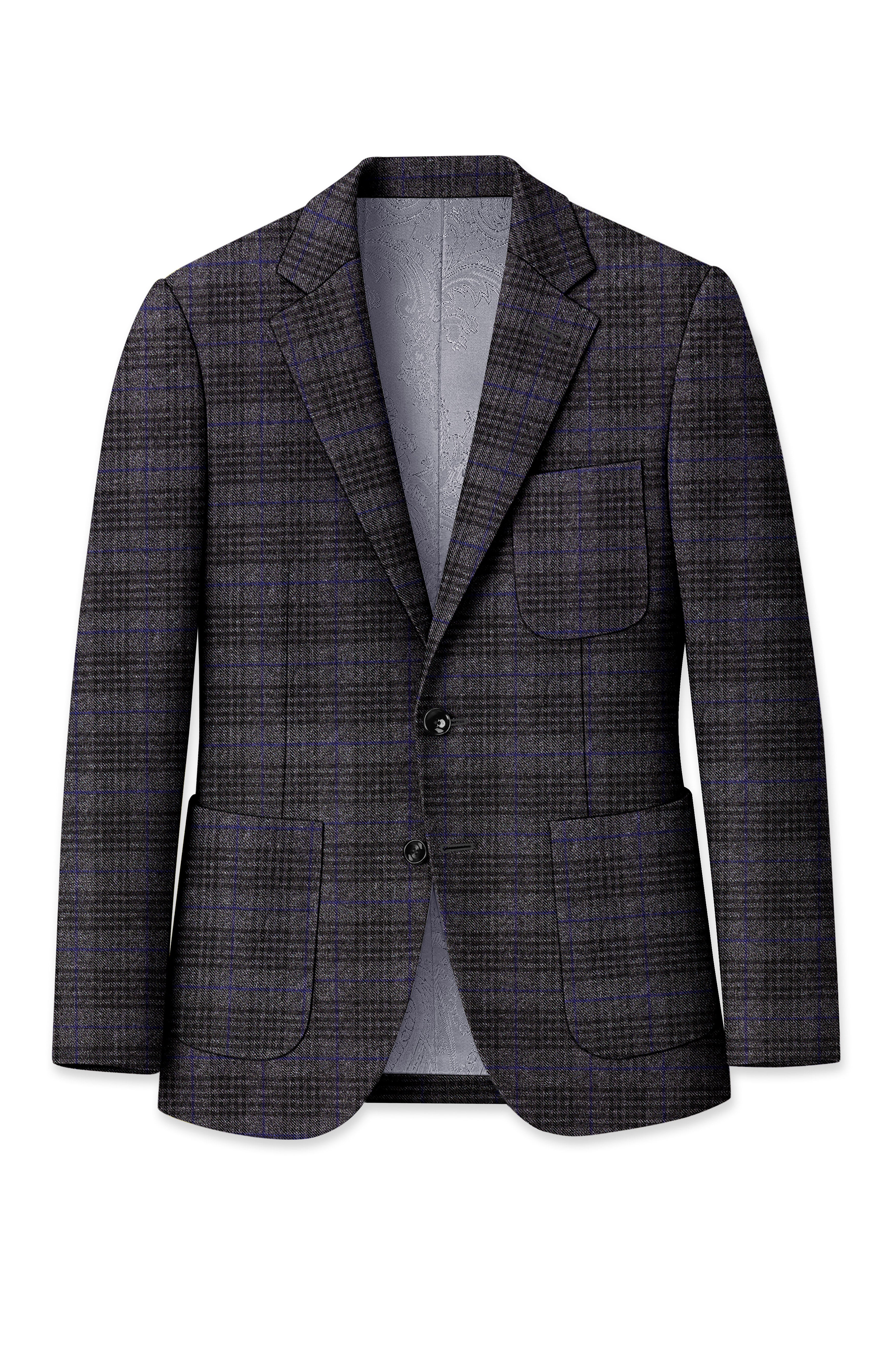 Cinerro-Shark Gray Plaid Tweed Single Breasted Sports Blazer