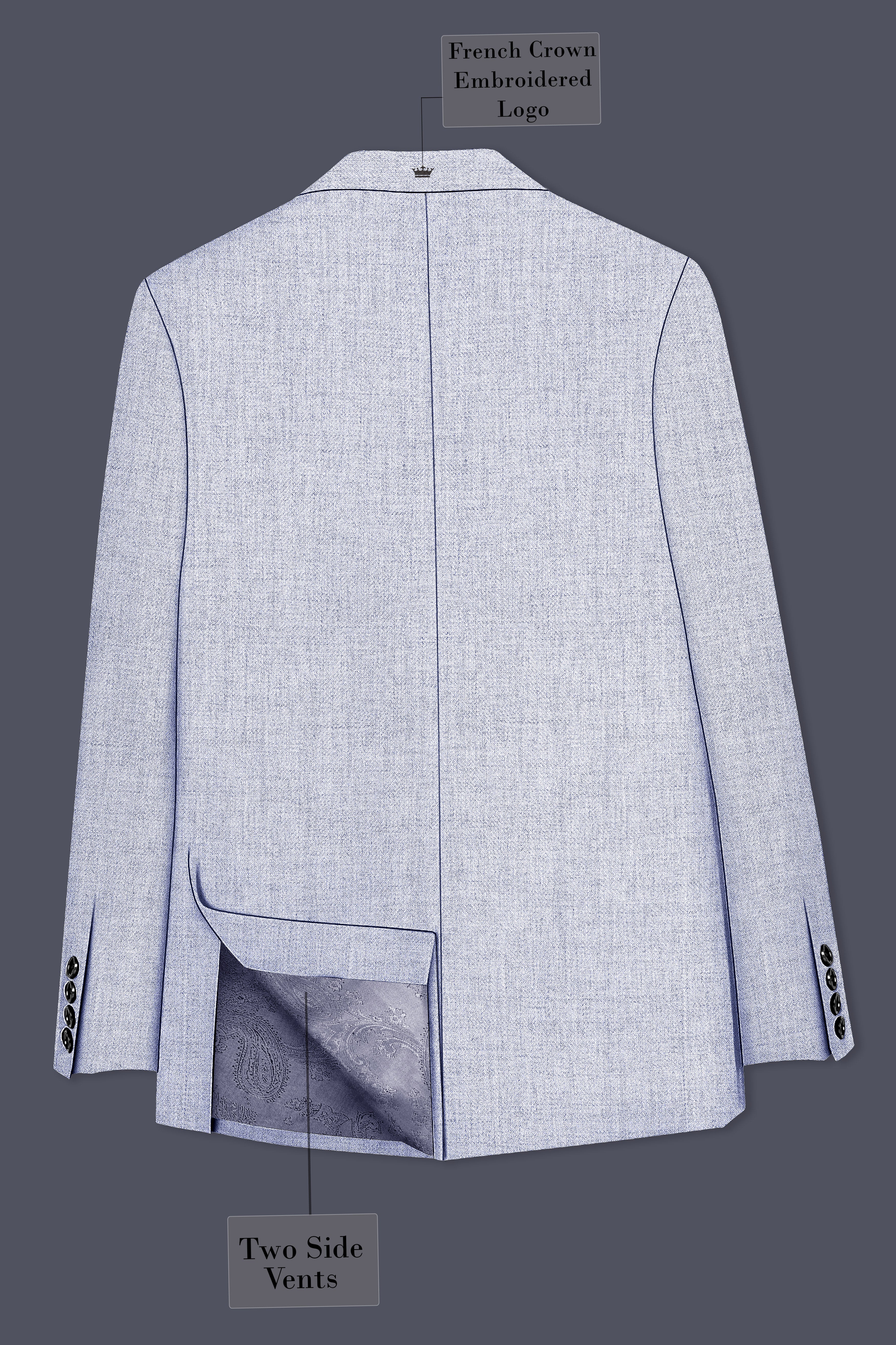 Celestia-Frosted Lilac Blue Textured Tweed Single Breasted Sports Blazer