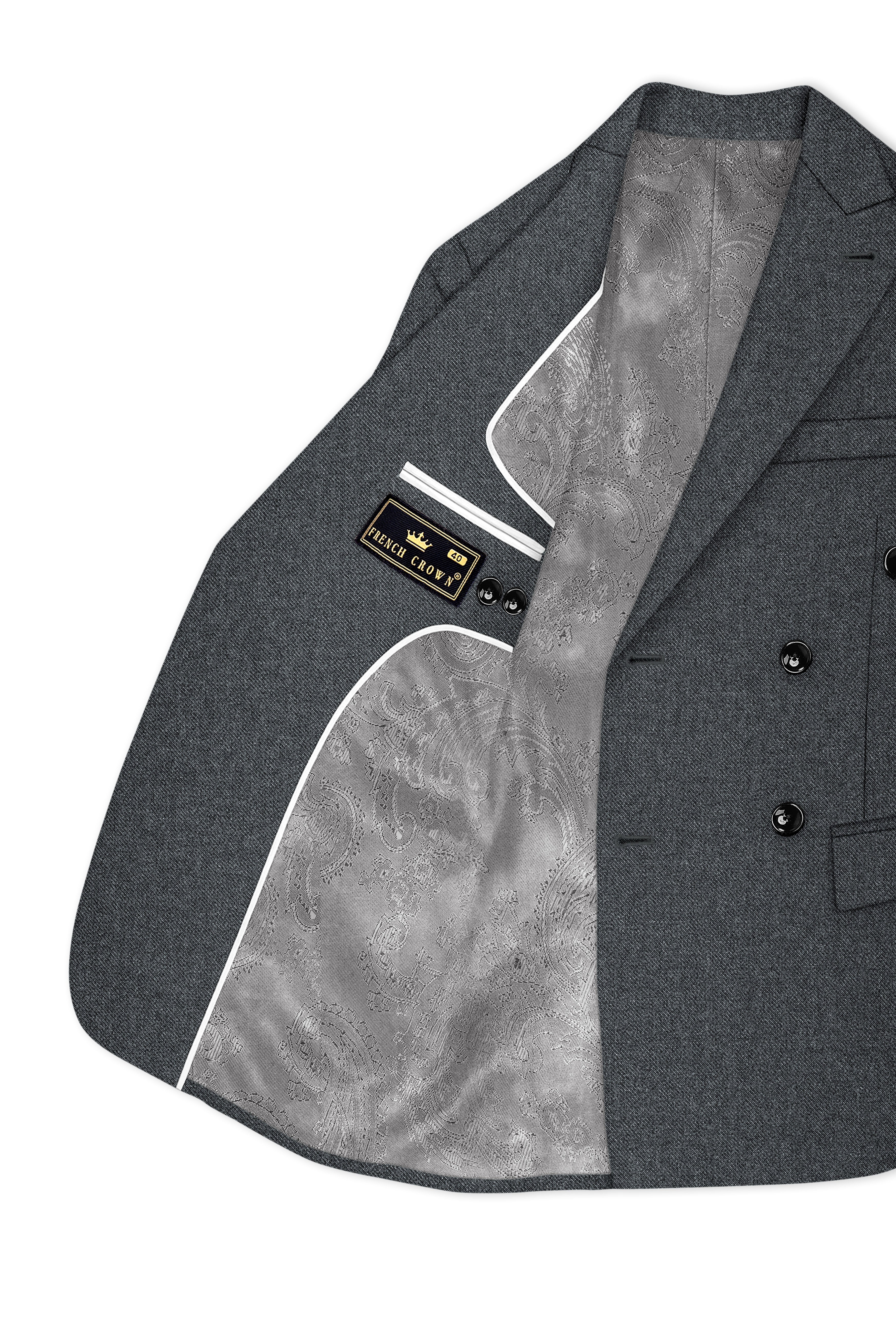 Gravano-Ship Gray Textured Tweed Double Breasted Blazer