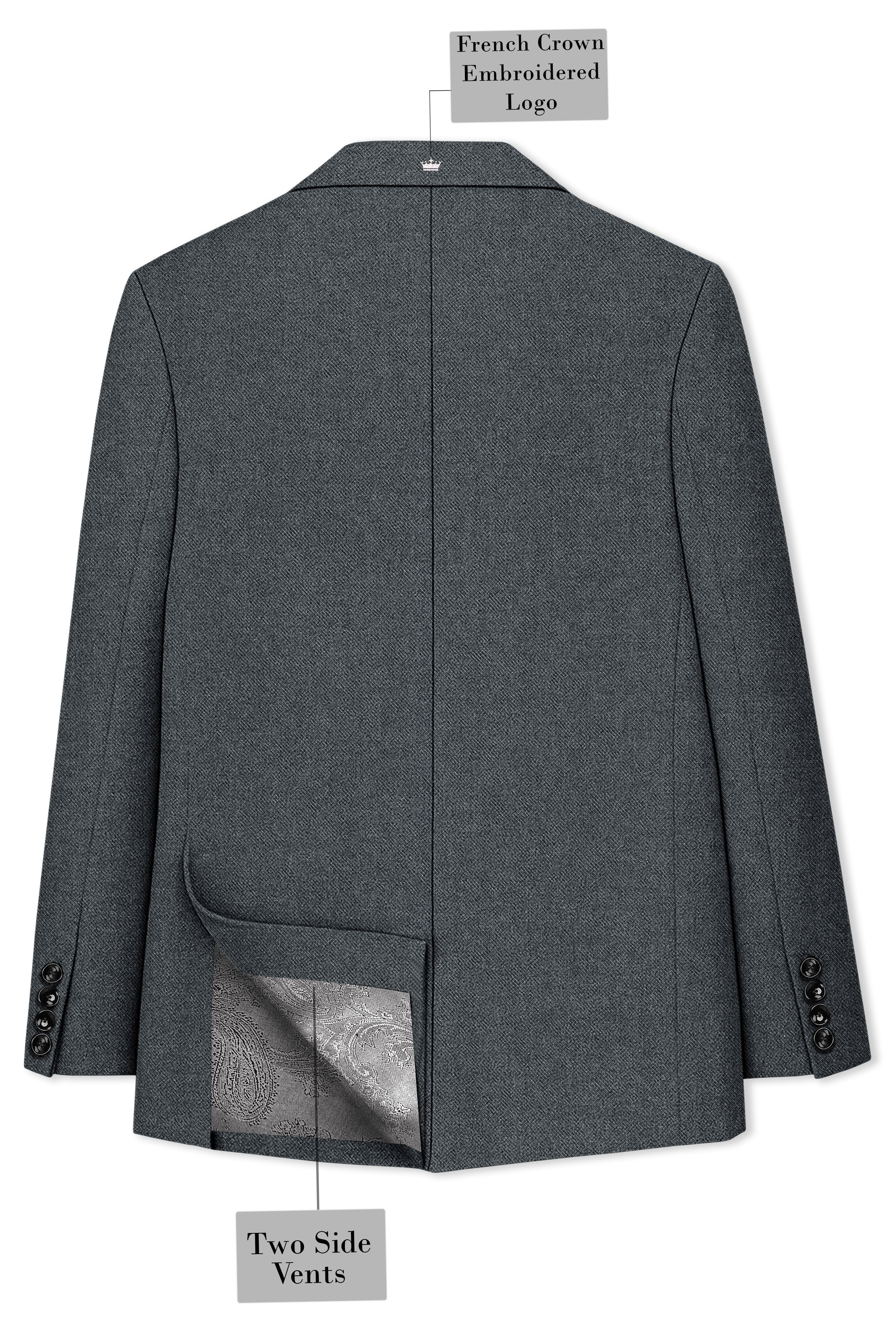 Gravano-Ship Gray Textured Tweed Double Breasted Blazer