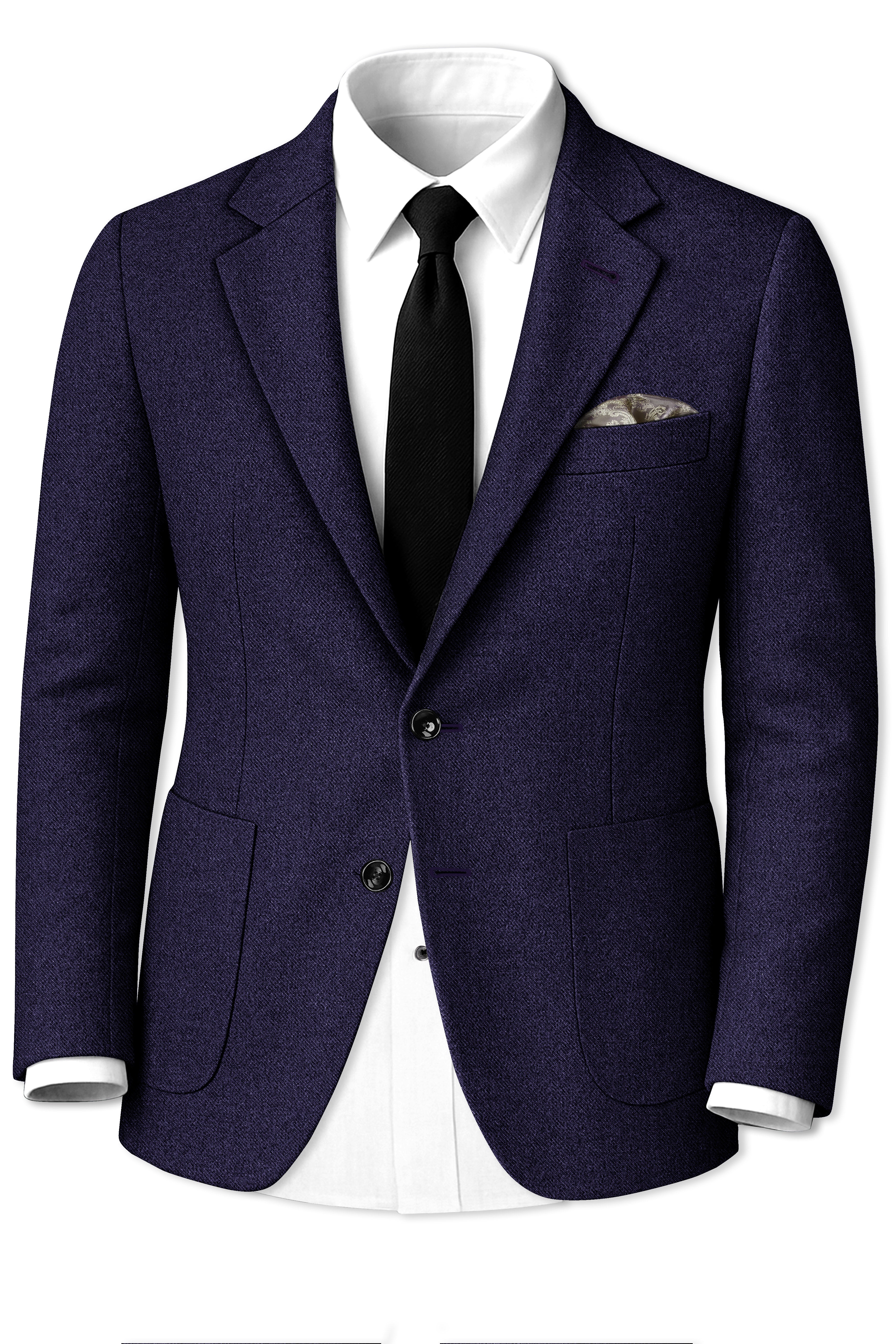 Bluvoro-Mirage Blue Textured Tweed Single Breasted Sports Blazer