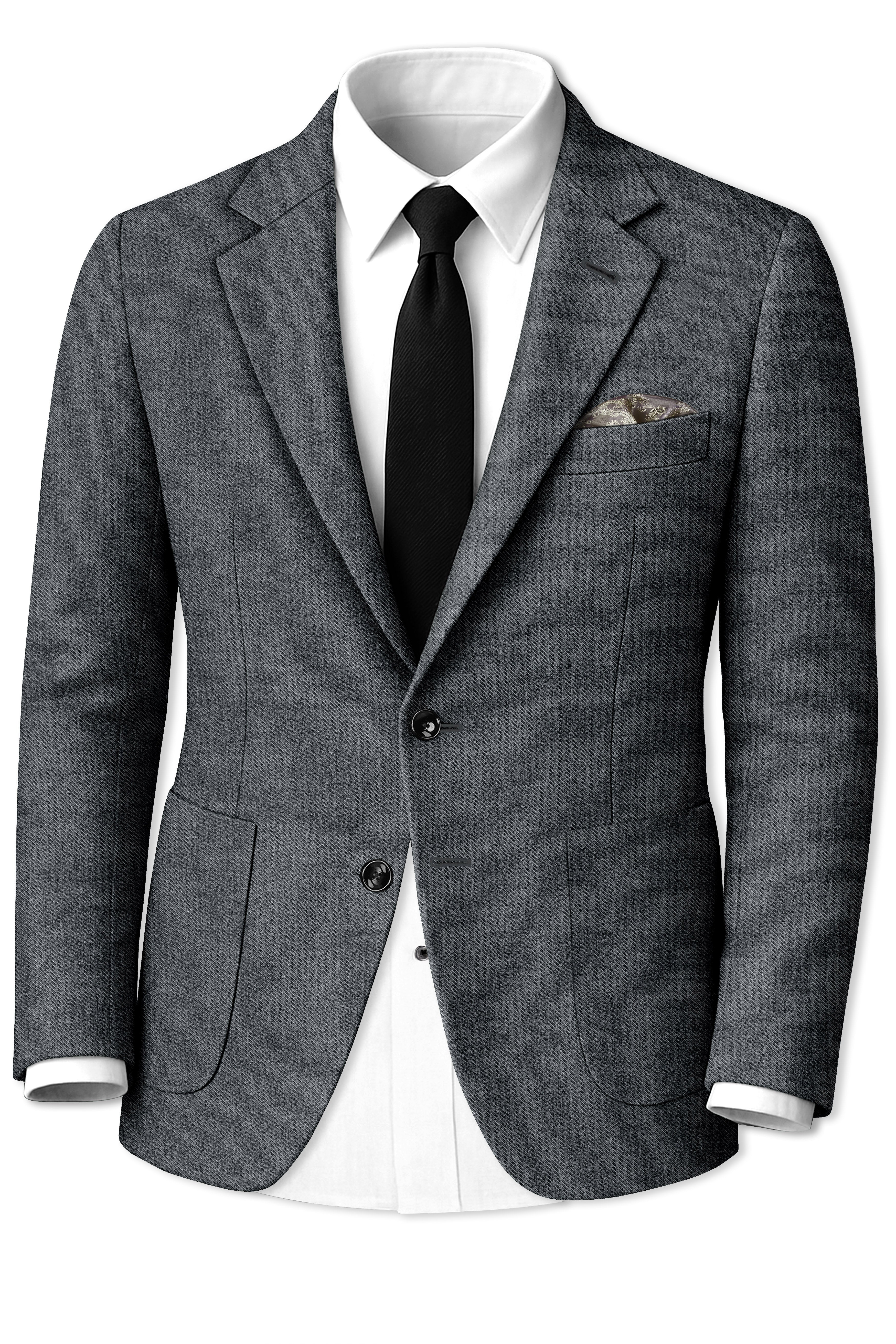 Gravano-Ship Gray Textured Tweed Single Breasted Sports Blazer