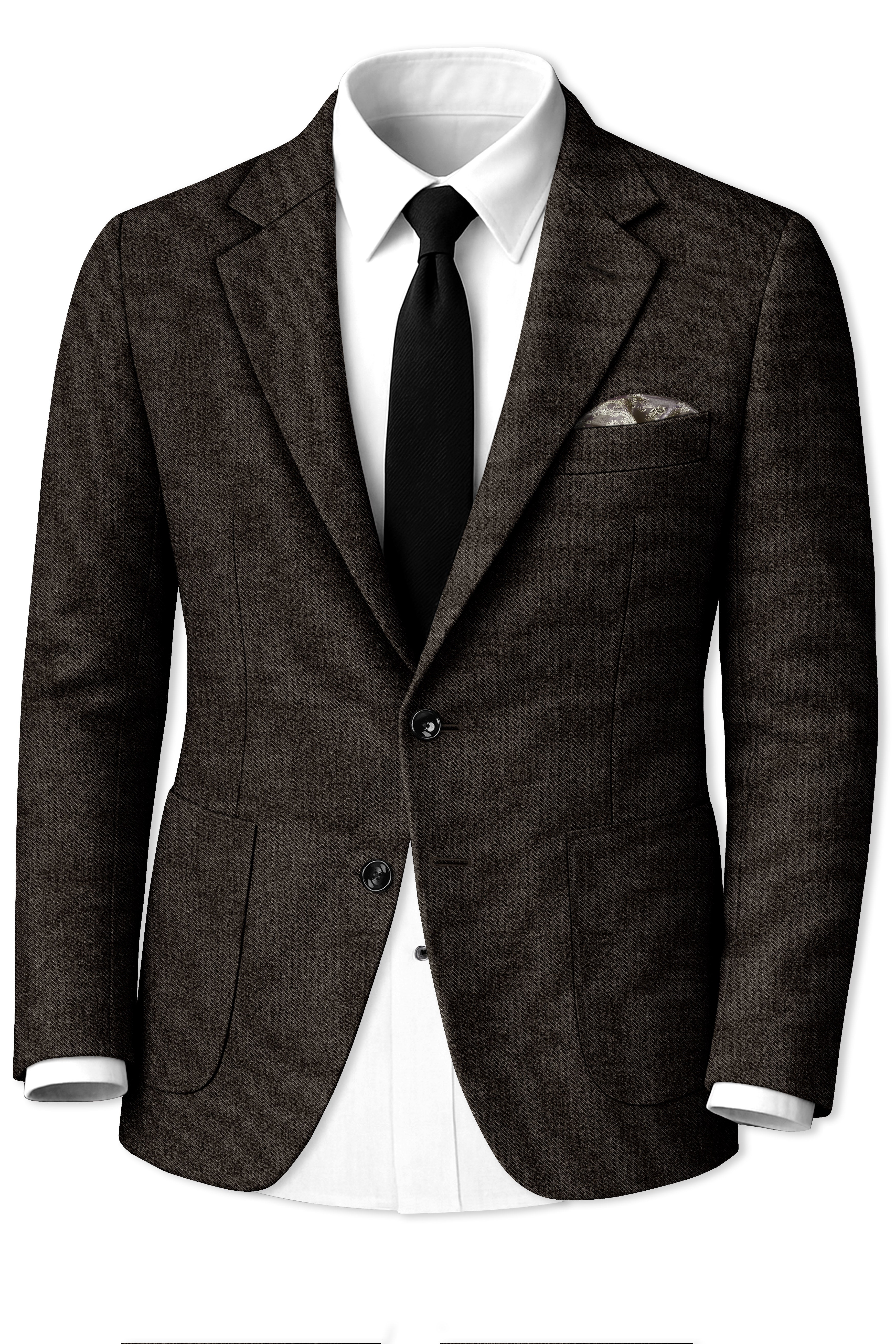 Auregond-Gondola Brown Textured Tweed Single Breasted Sports Blazer