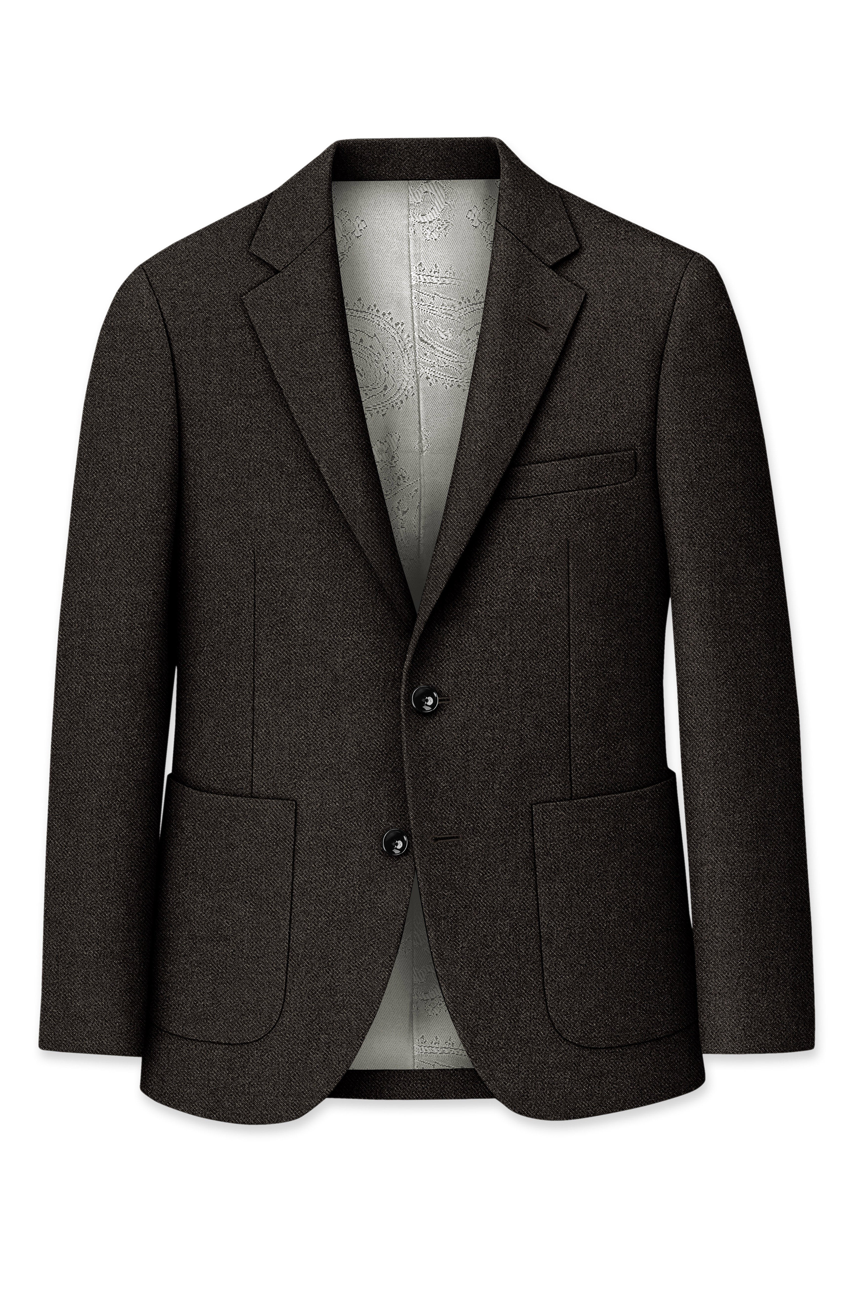Auregond-Gondola Brown Textured Tweed Single Breasted Sports Blazer