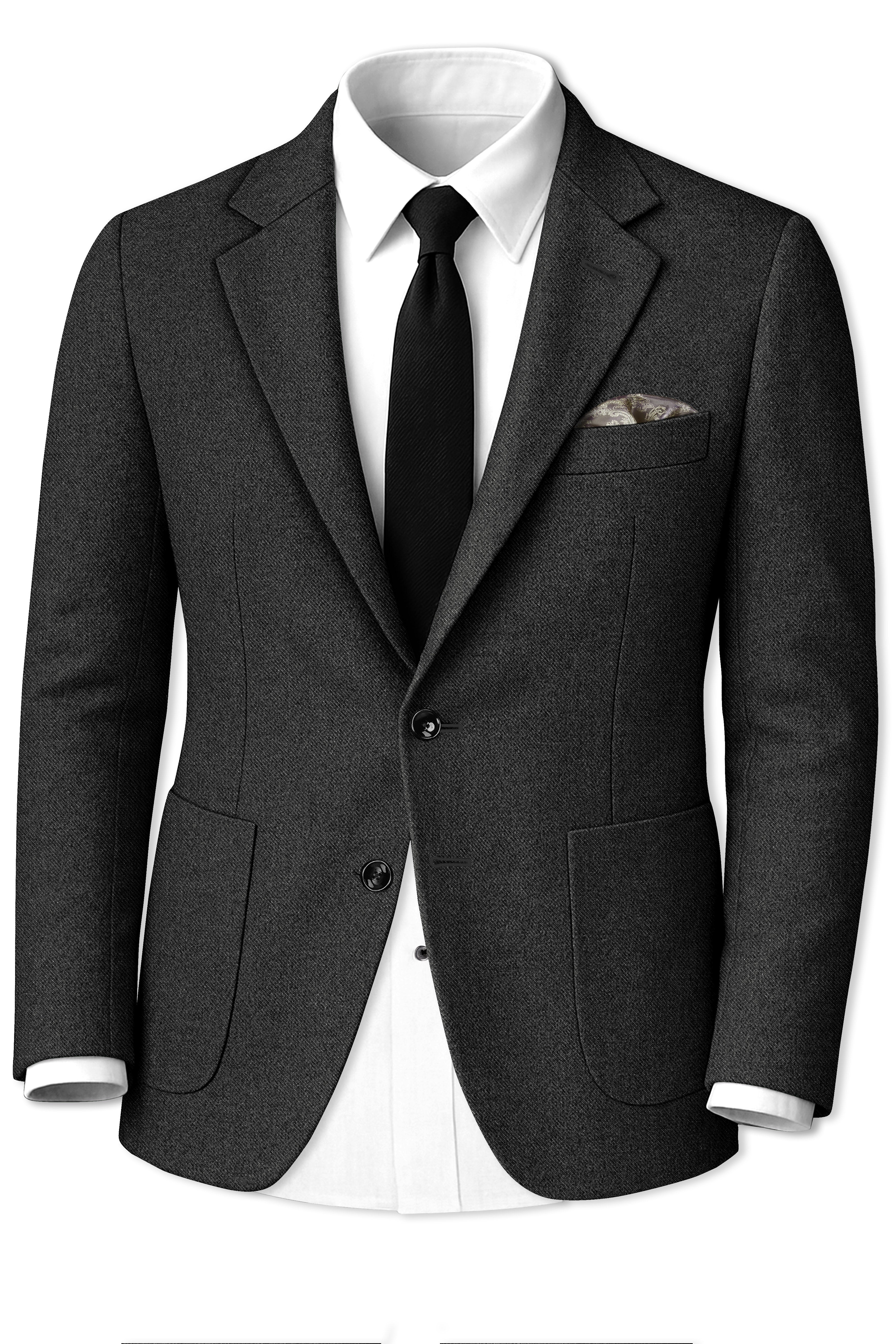 Metallo-Gunmetal Gray Textured Tweed Single Breasted Sports Blazer