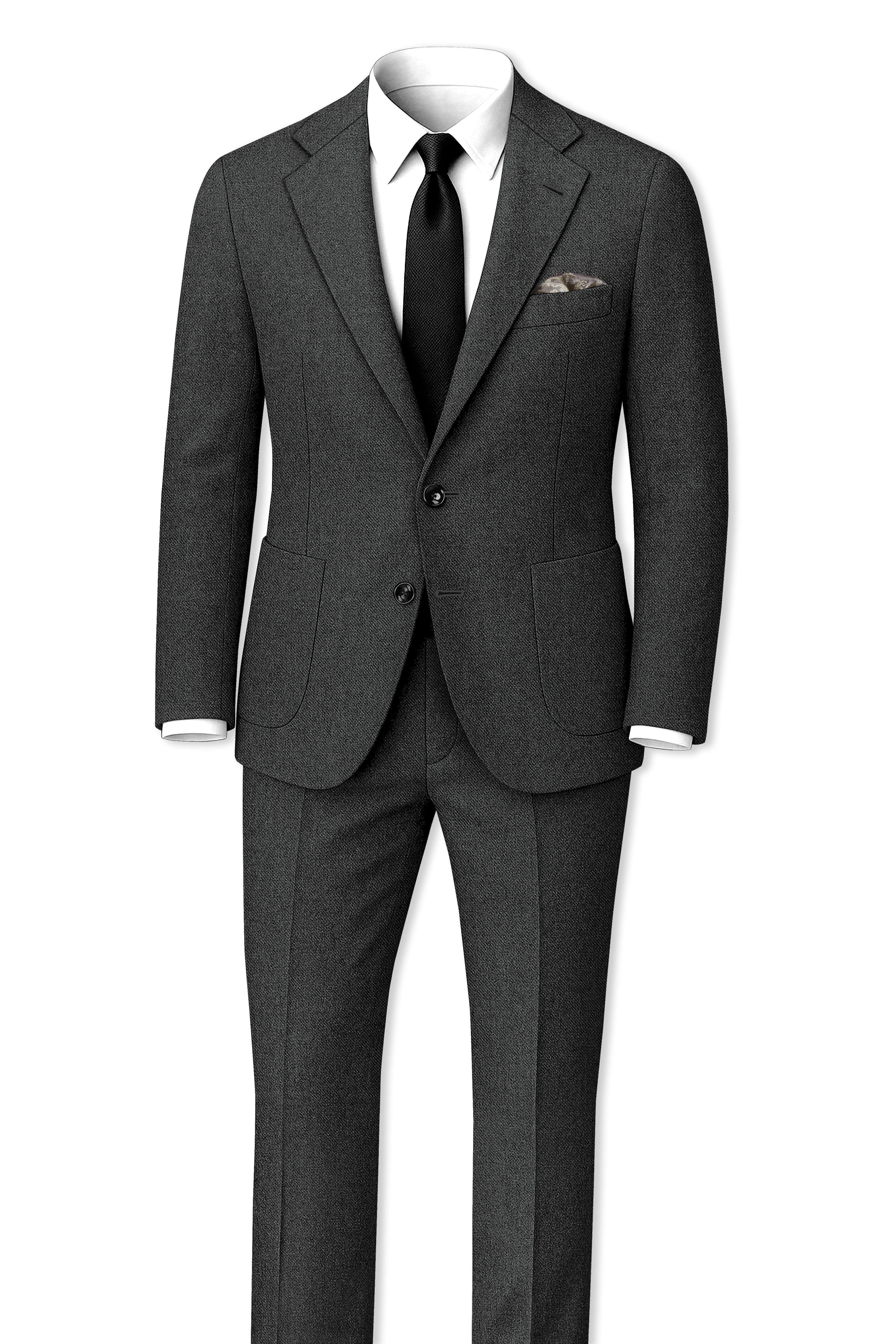 Metallo-Gunmetal Gray Textured Tweed Single Breasted Sports Blazer