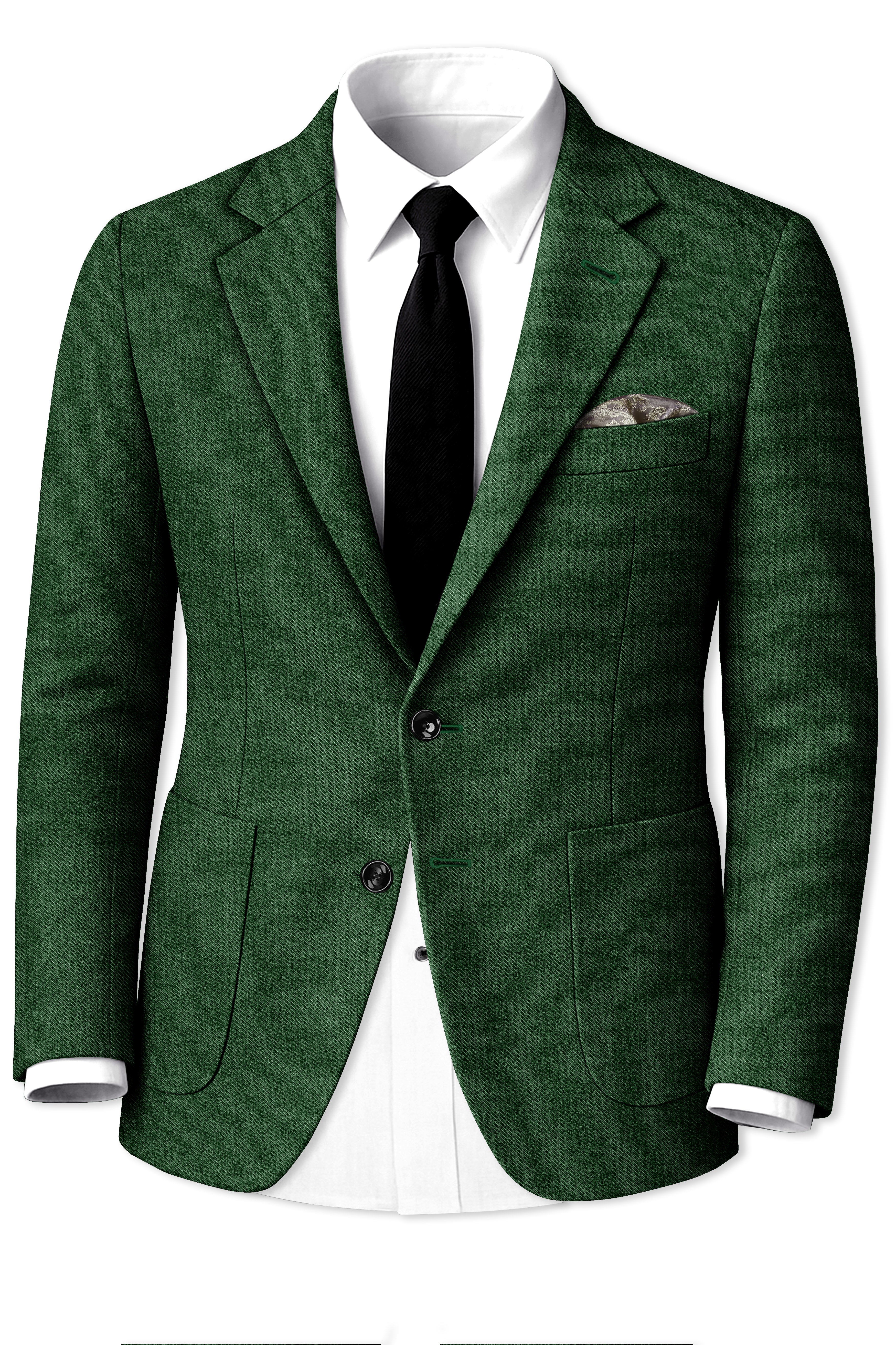 Virenza-Mystle Green Textured Tweed Single Breasted Sports Blazer
