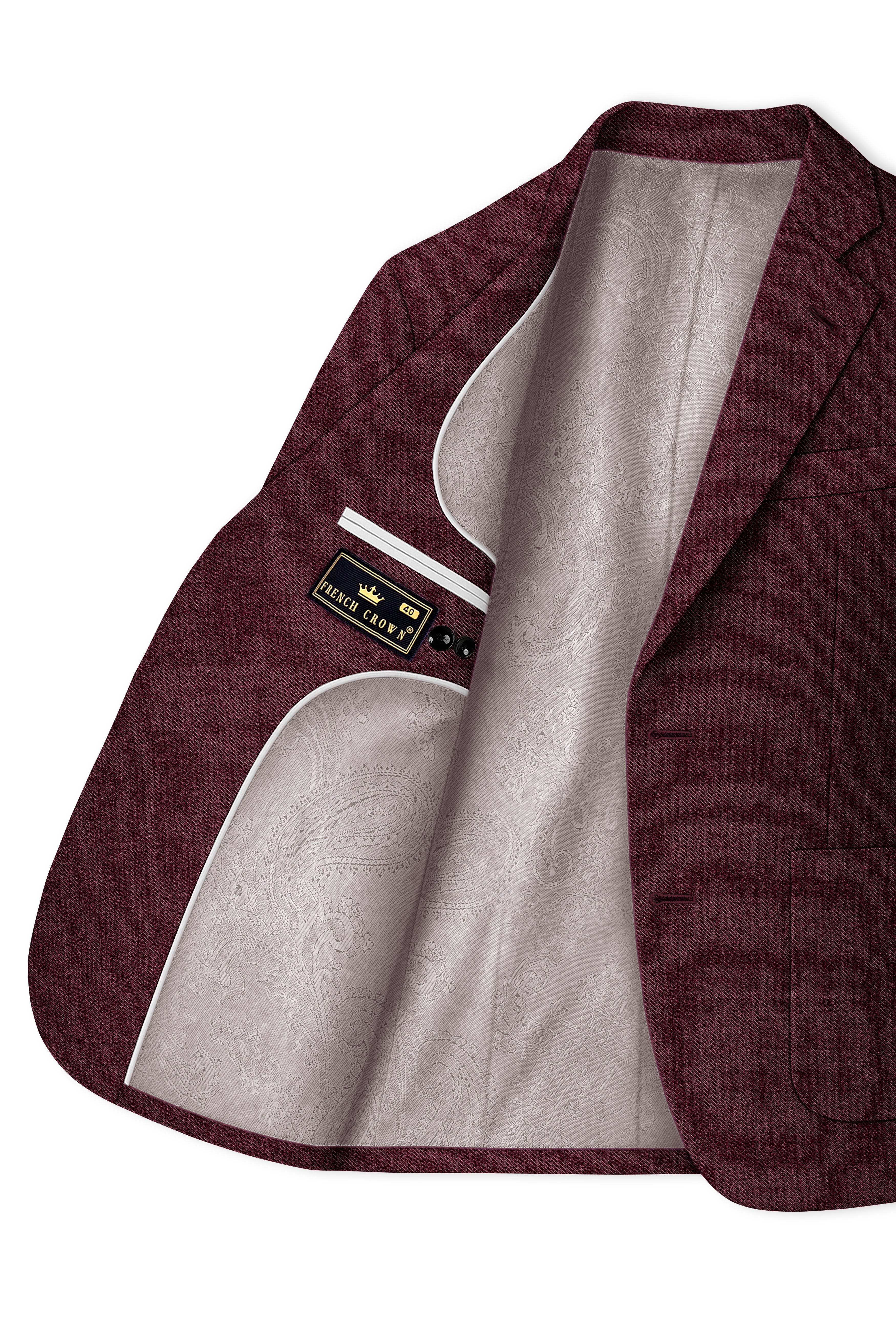 Burgvoro-Crated Maroon Textured Tweed Single Breasted Sports Blazer