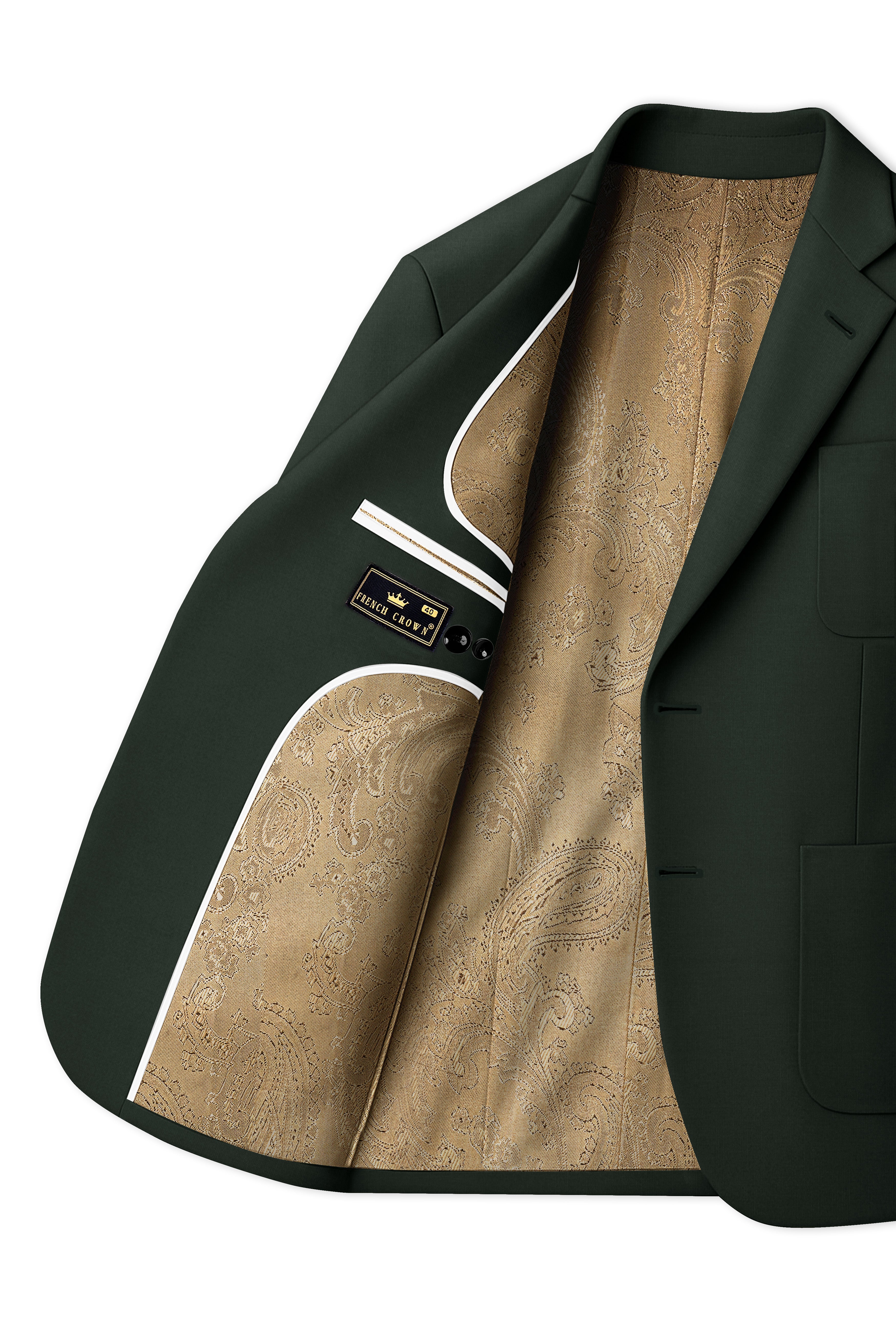 Virenza-Rangoon Green Solid Premium Cotton Single Breasted Sports Blazer