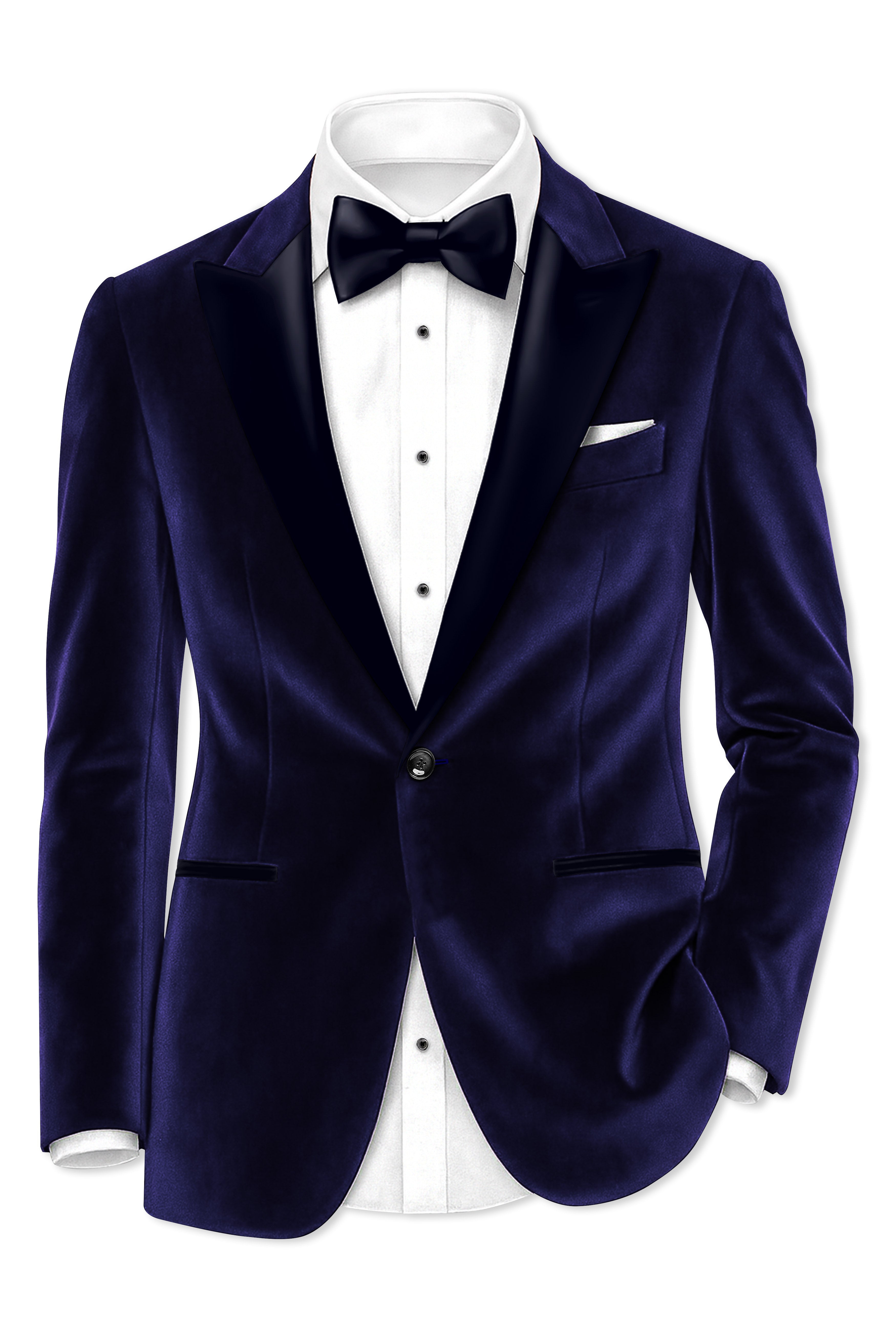 Azurion-Royal Blue With Blue Peak Lepal Velvet Tuxedo Blazer