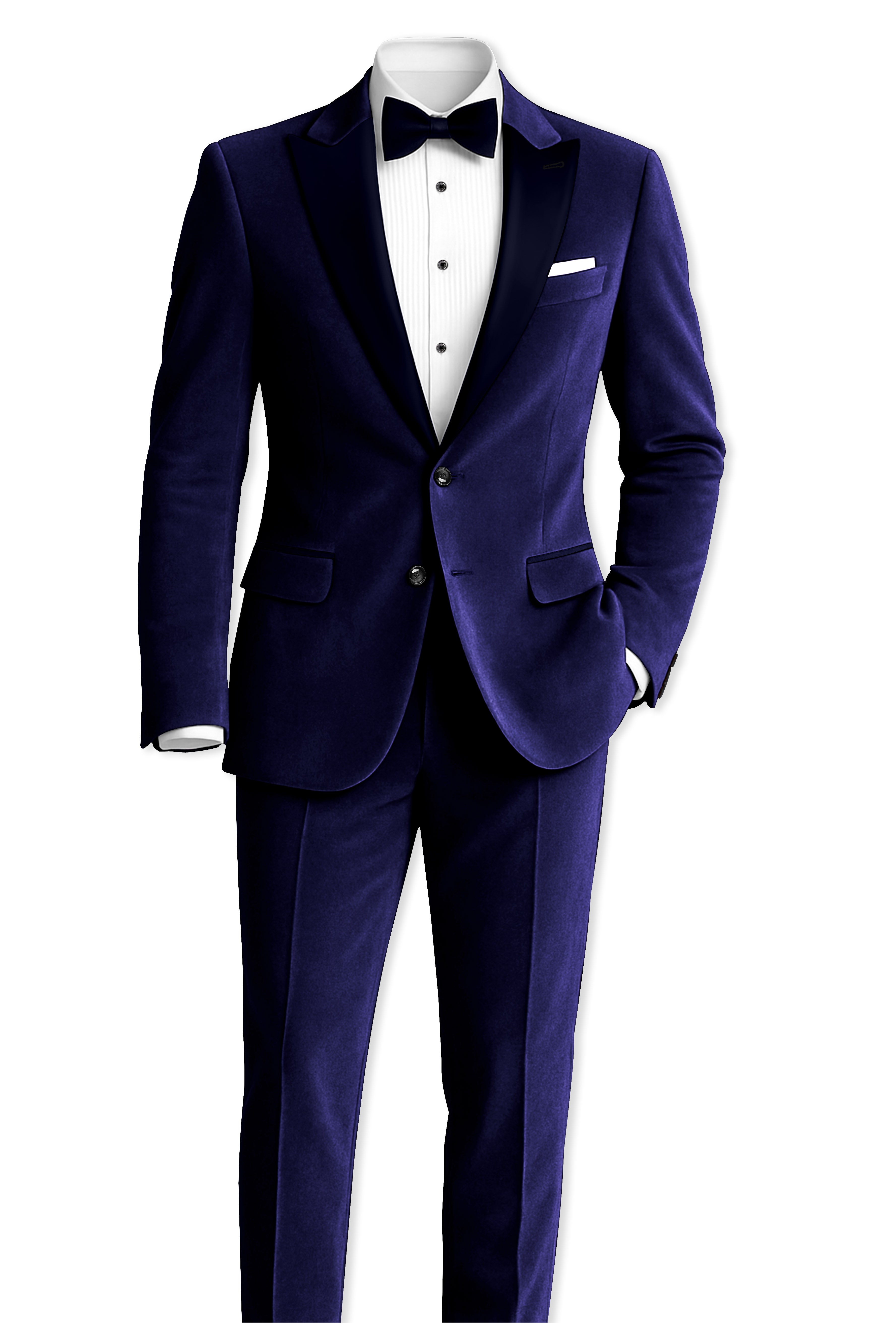 Azurion-Royal Blue With Blue Lepal Velvet Peak Lapel Tuxedo Blazer