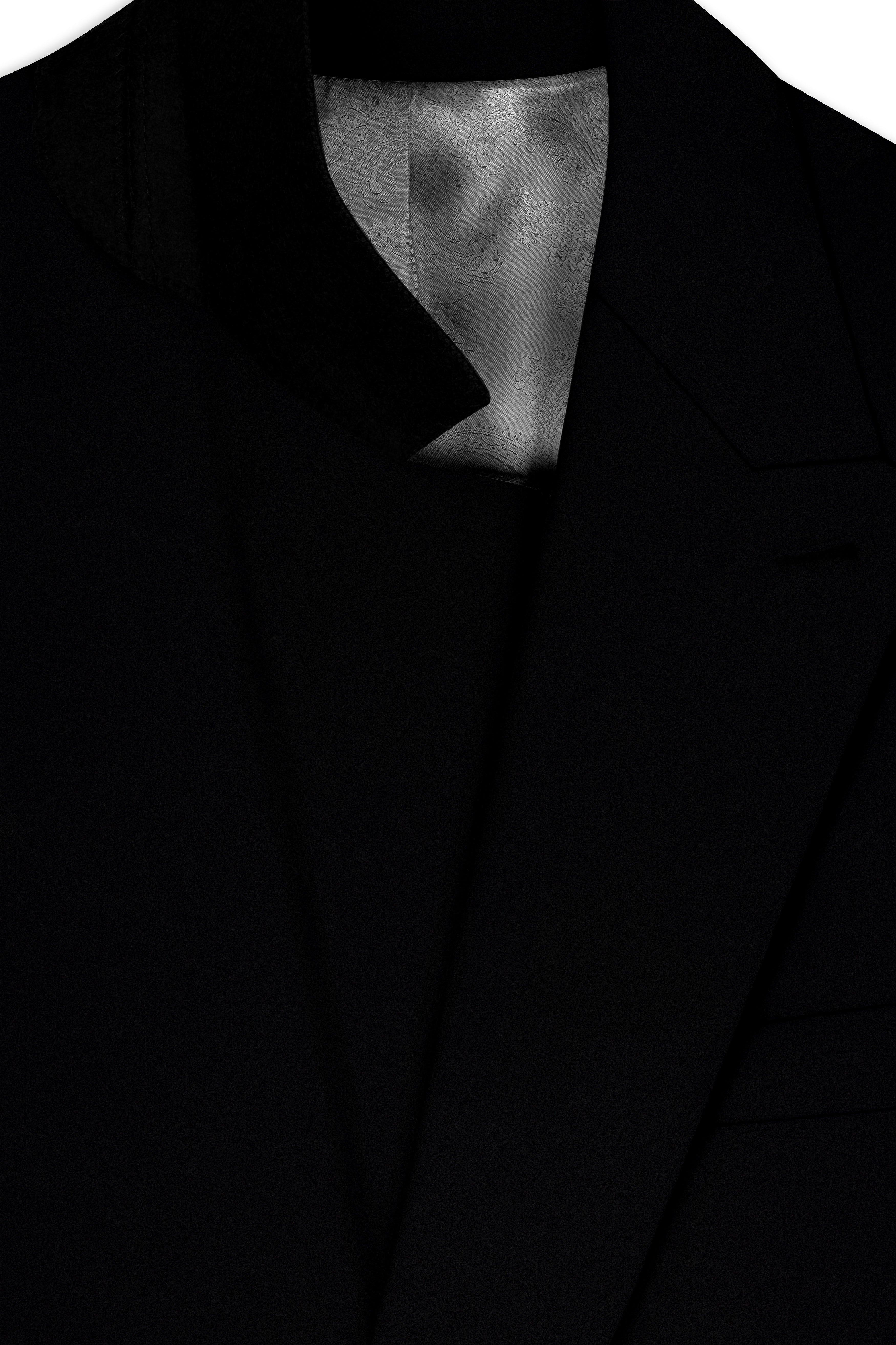 Kuro-Japanese Jade Black 4-Way Stretch Wrinkle-Free Wool Rich Double Breasted Blazer