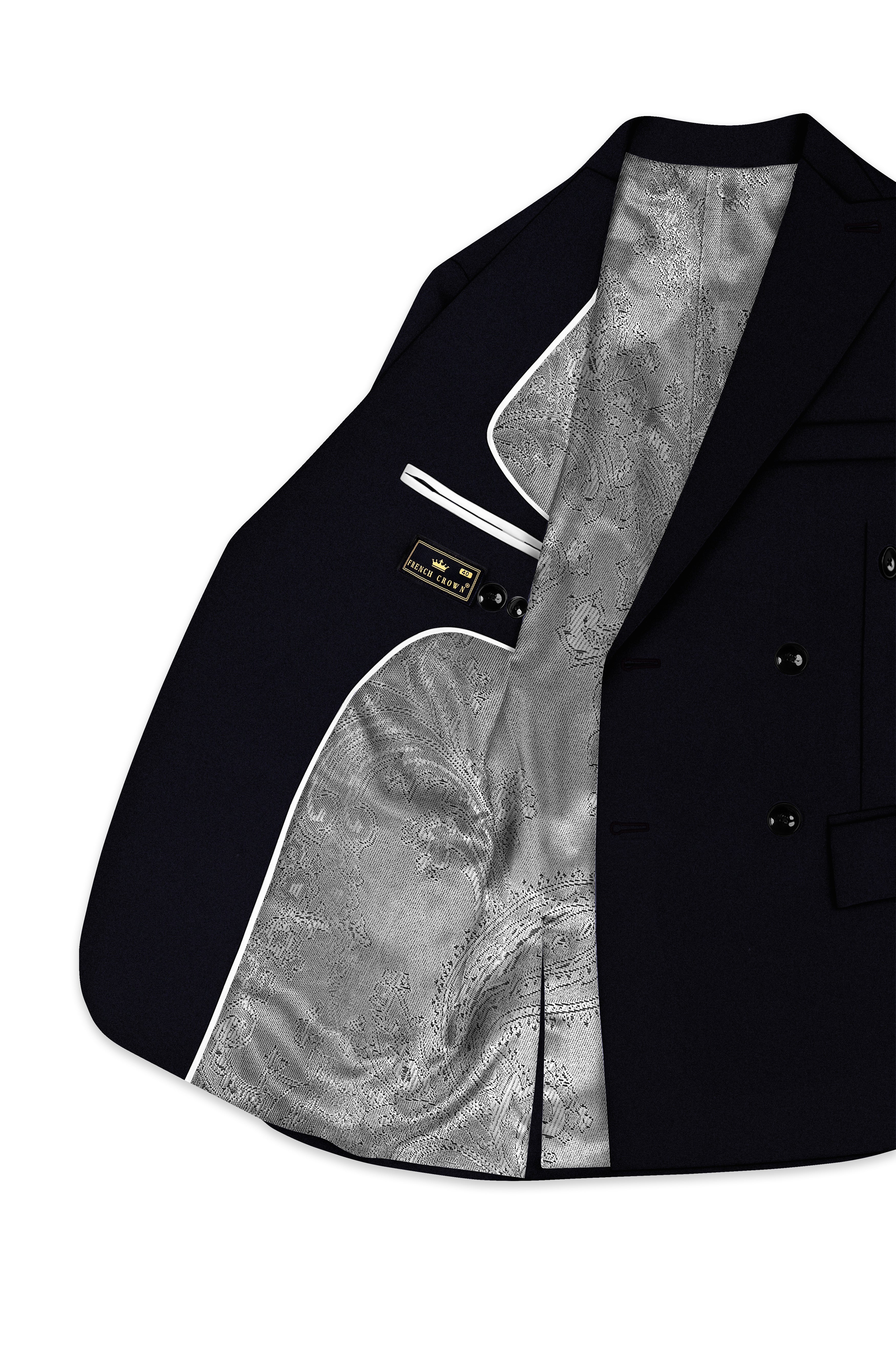 Aozora-Japanese Marine Blue 4-Way Stretch Wrinkle-Free Wool Rich Double Breasted Blazer