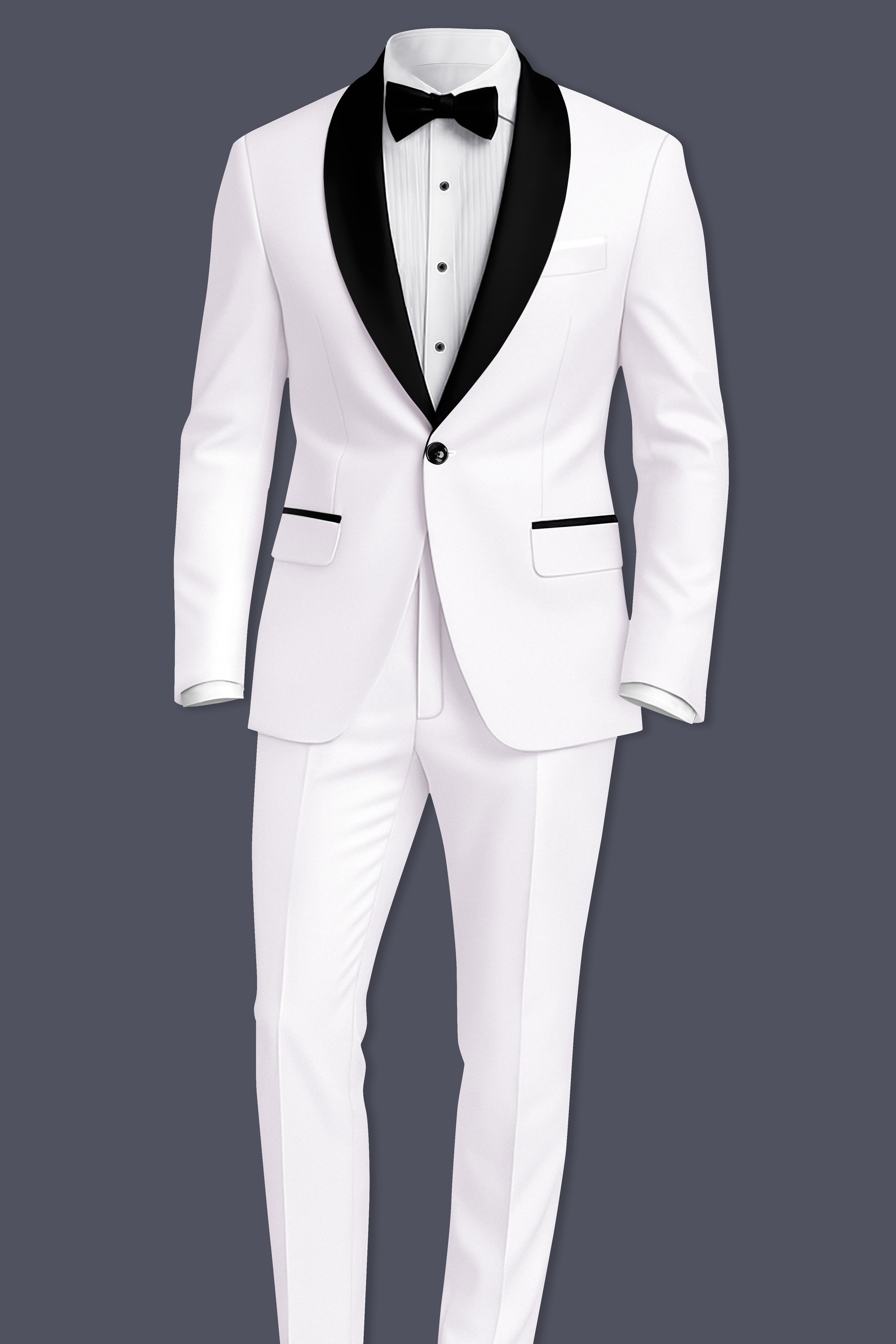 Shiro-Japanese Bright White 4-Way Stretch Wrinkle-Free Wool Rich Tuxedo Blazer