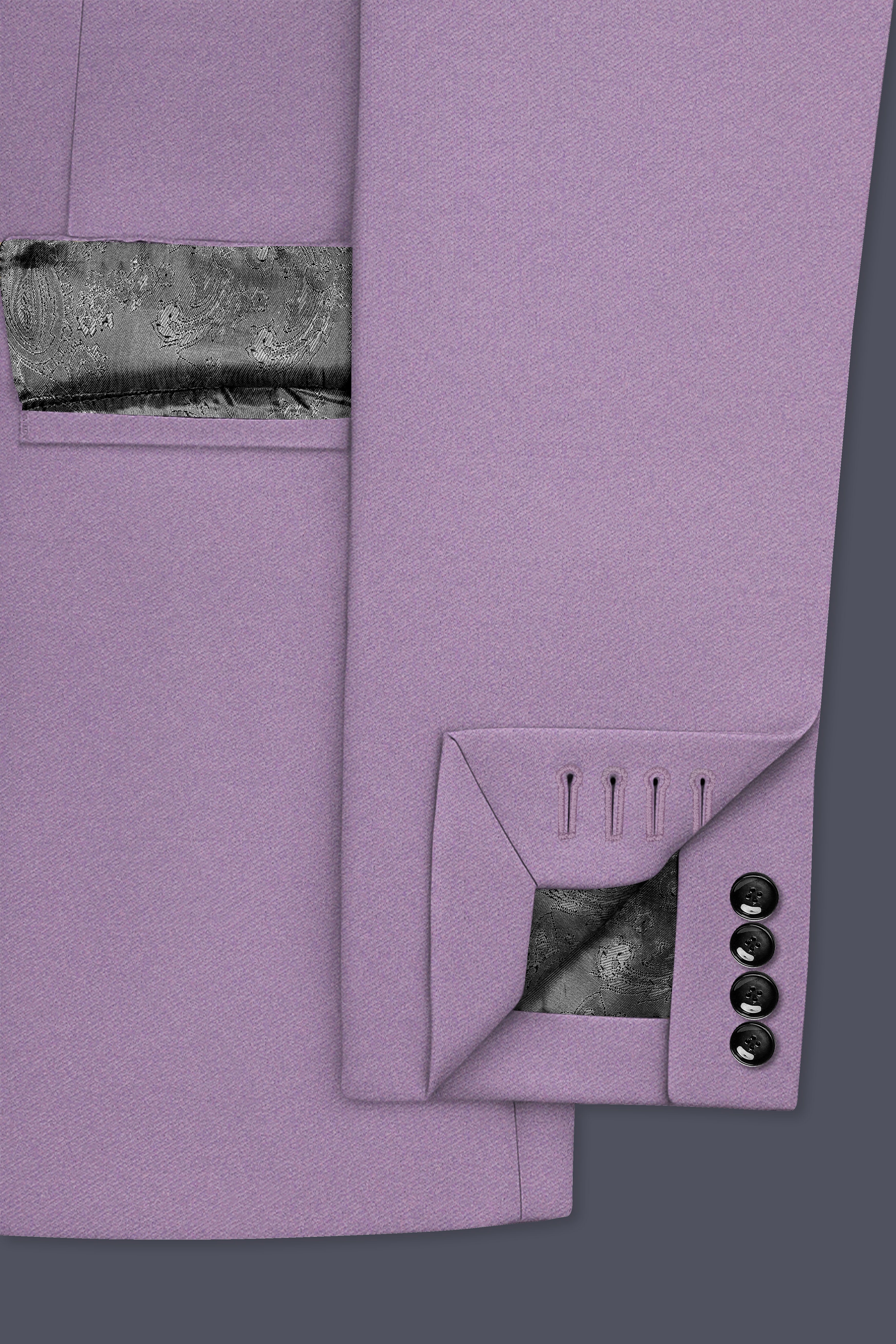 Violeto-Korean Mobster Purple 4-Way Stretch Wool Rich Single Breasted Blazer