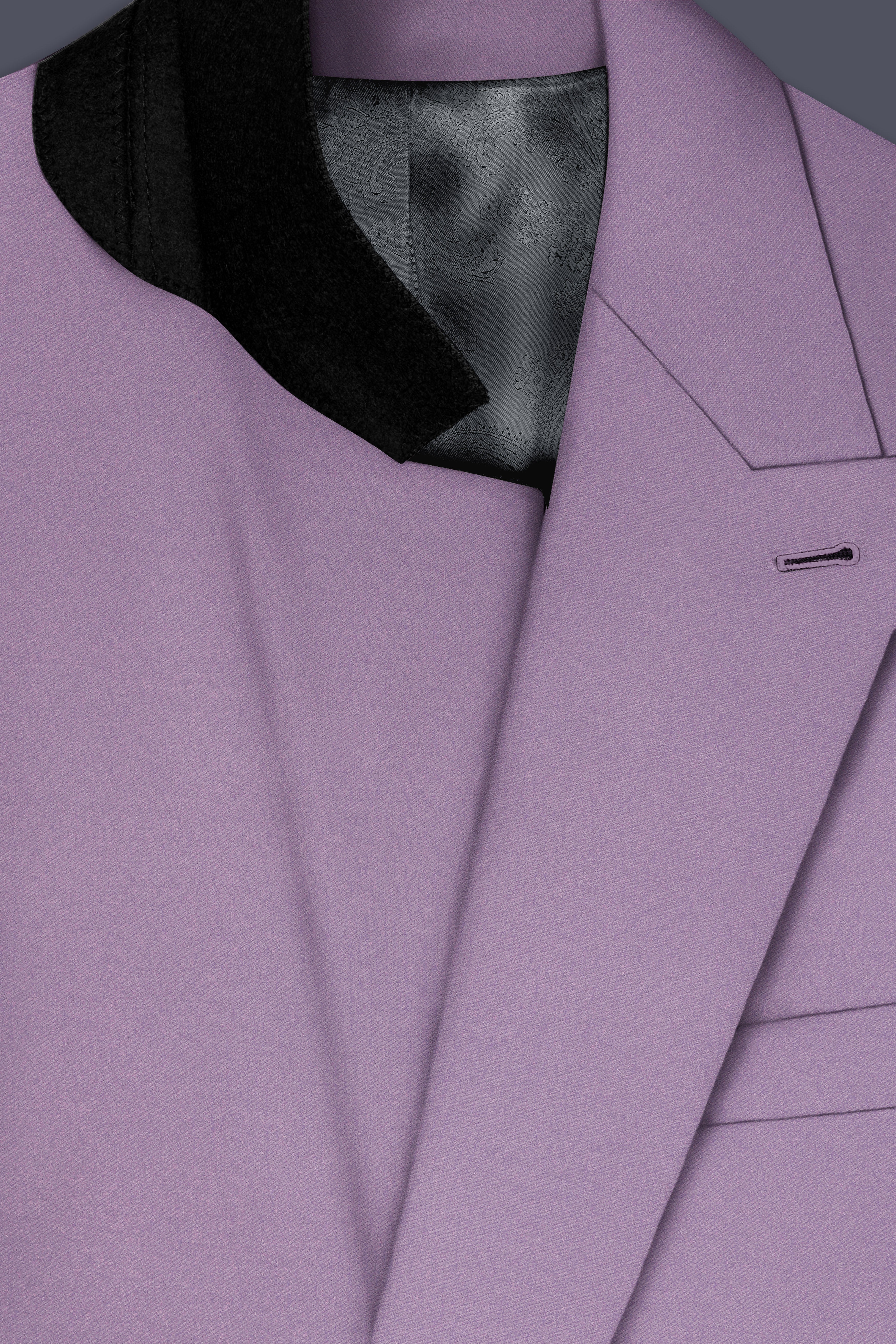 Violeto-Korean Mobster Purple 4-Way Stretch Wool Rich Double Breasted Blazer