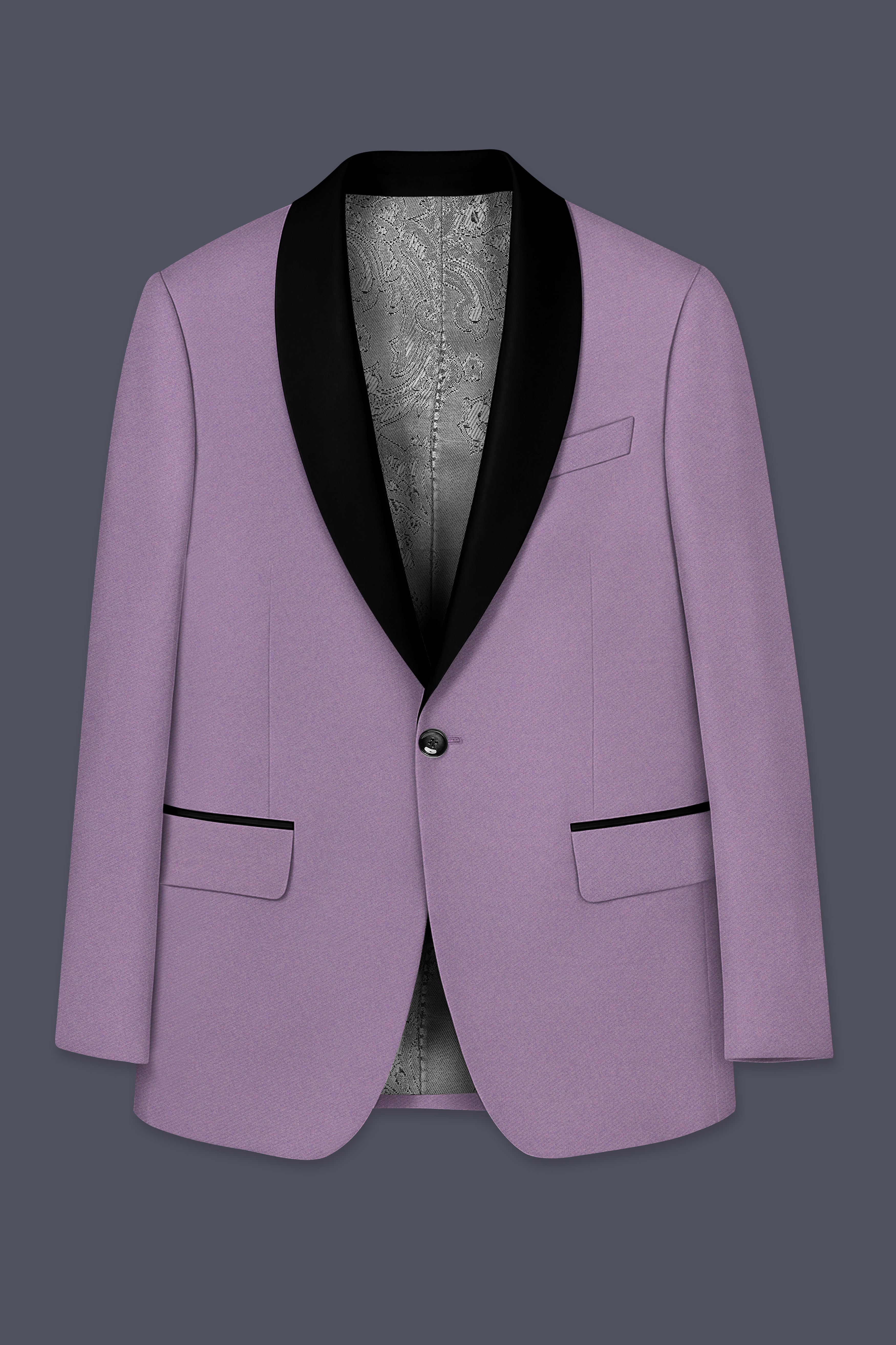 Violeto-Korean Mobster Purple 4-Way Stretch Wool Rich Tuxedo Blazer