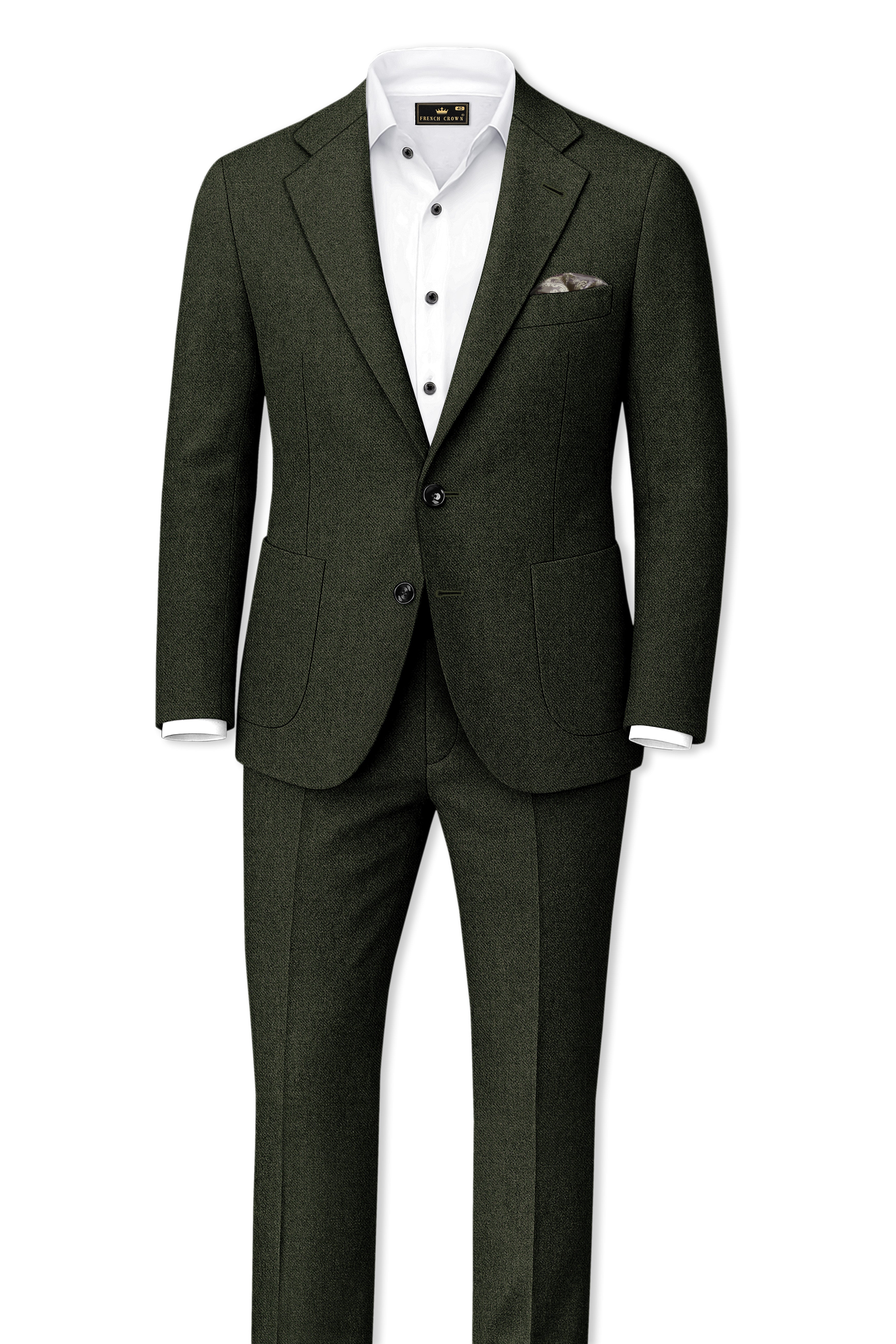 Virenza-Rangoon Green Textured Tweed Single Breasted Sports Blazer