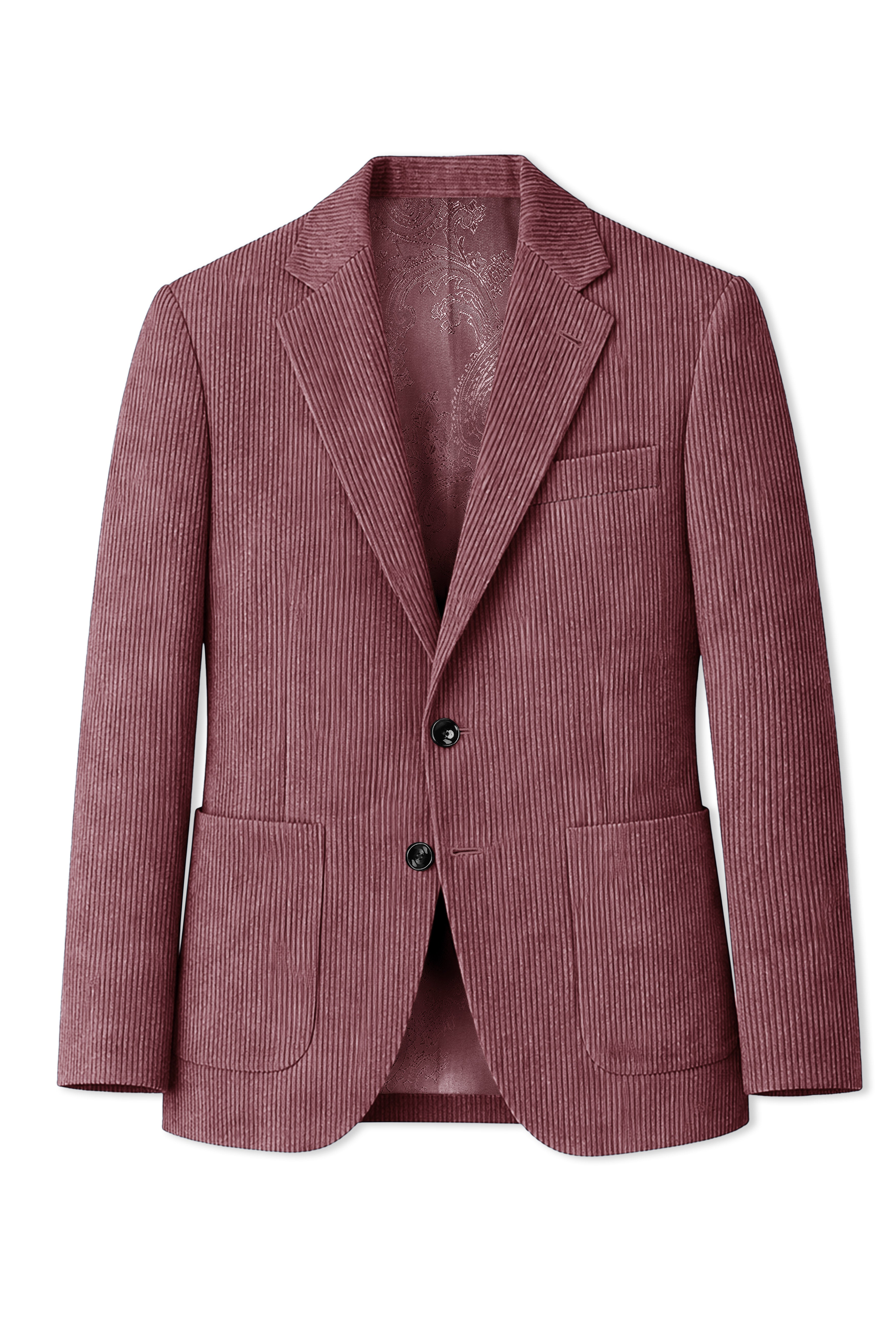 Tauzen-Rose Taupe Pink Corduroy Single Breasted Sports Blazer